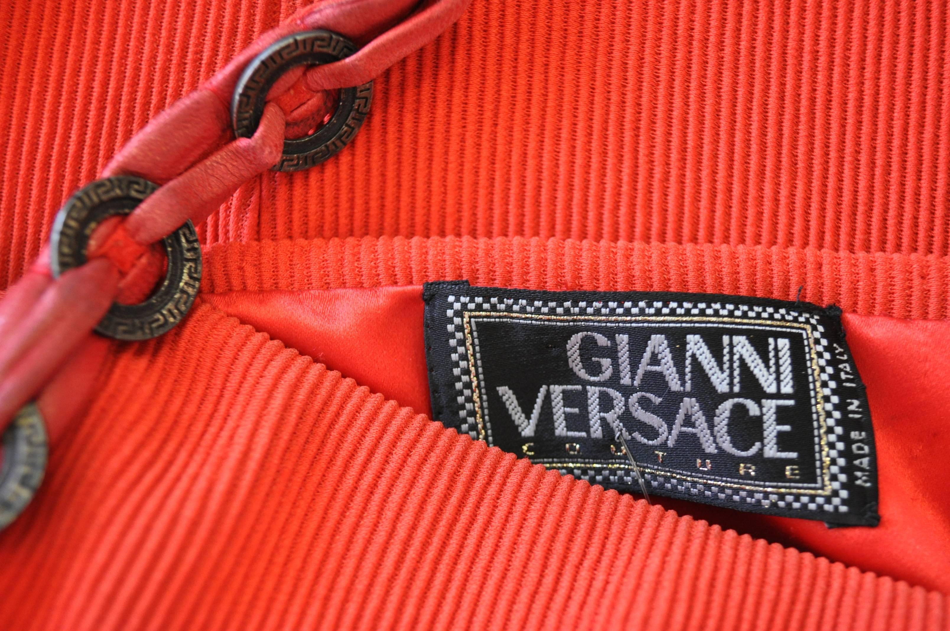 Iconic Gianni Versace Couture Red Siren Bodycon Dress For Sale 2