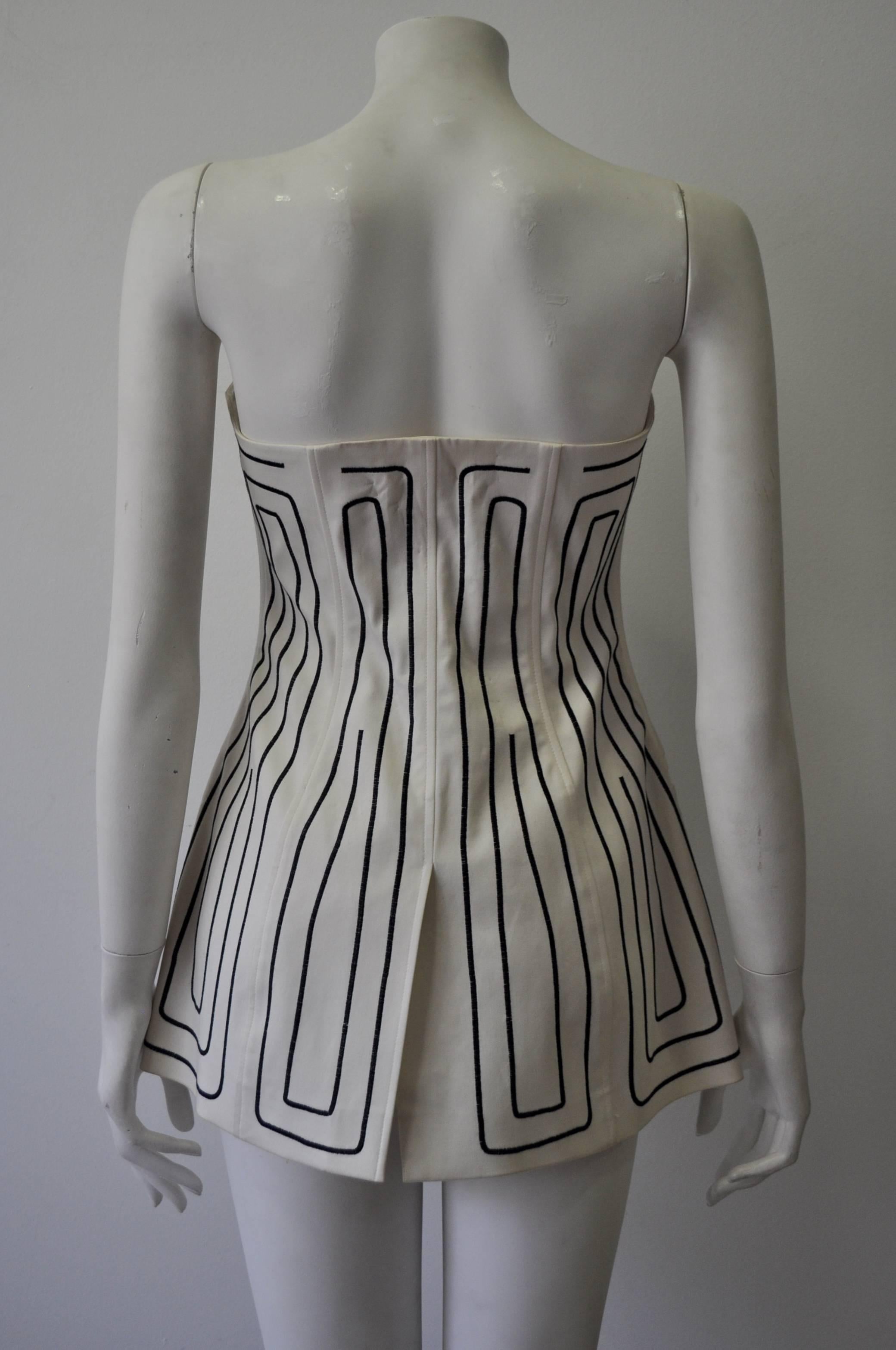 Very Rare Angelo Tarlazzi Modern Geometric Print Zip-Front Bodice In New Condition For Sale In Athens, Agia Paraskevi