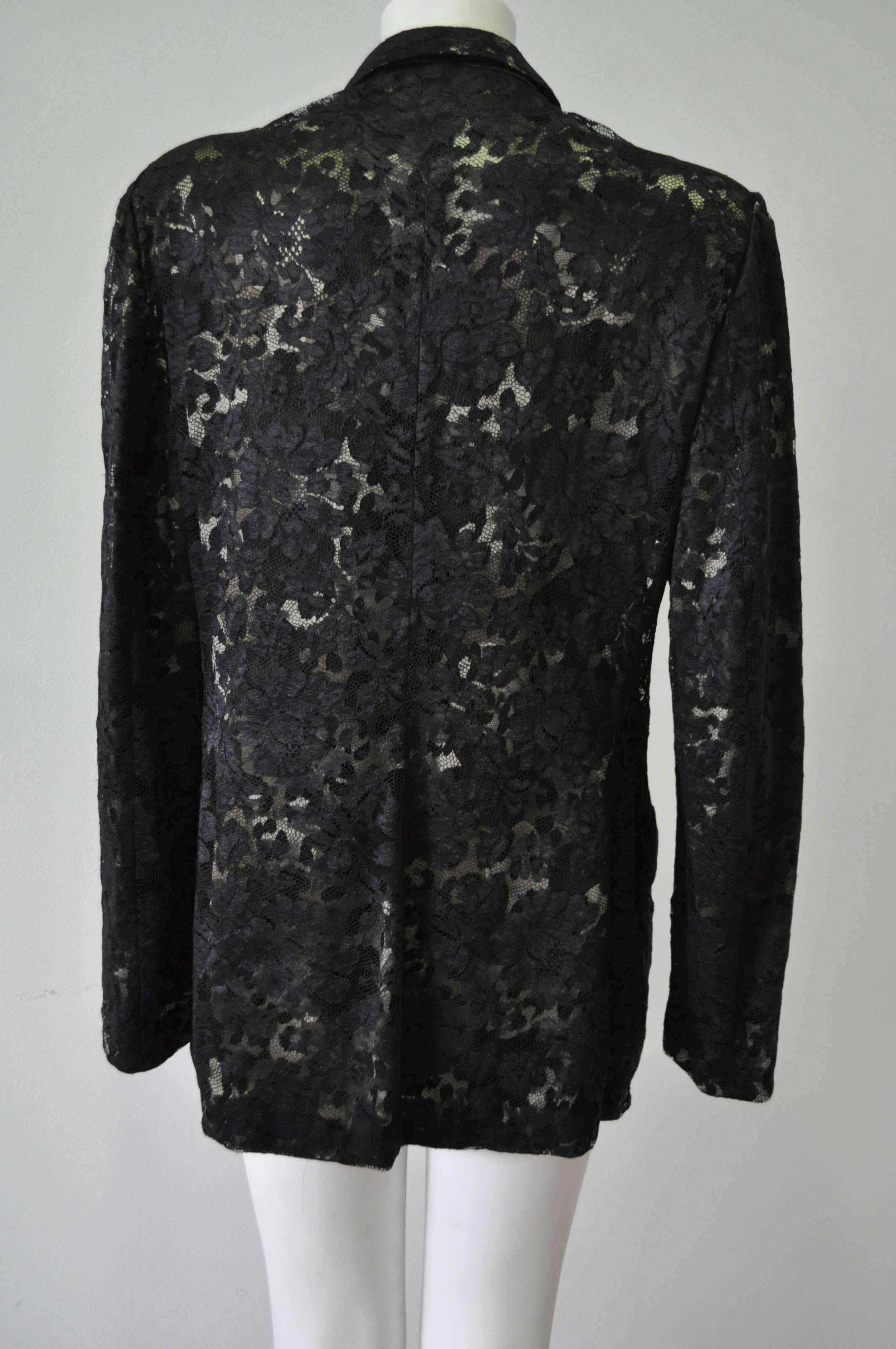 Black Gianni Versace Istante Lace over Leopard Print Militaire Jacket For Sale