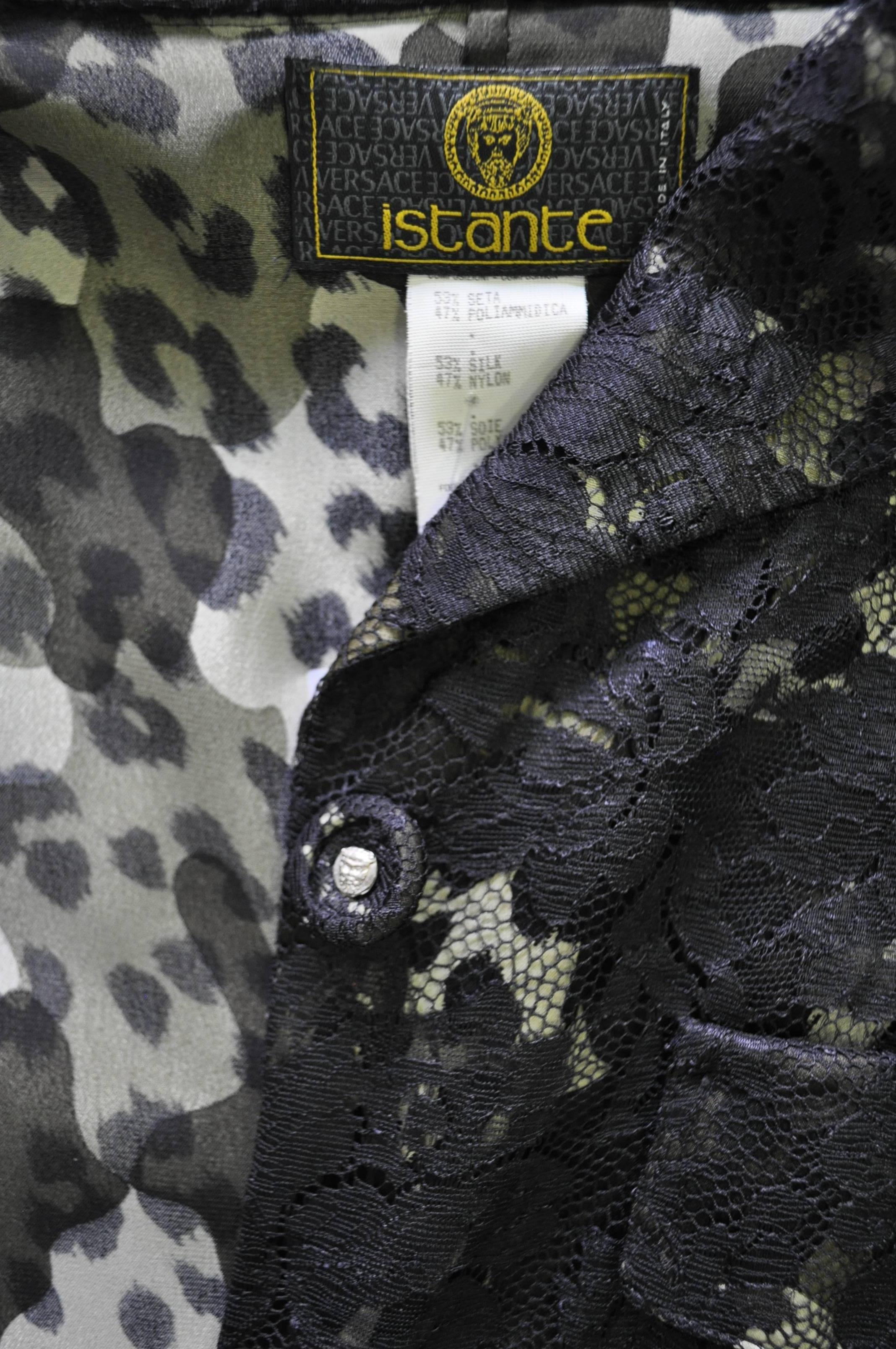 Gianni Versace Istante Lace over Leopard Print Militaire Jacket For Sale 2