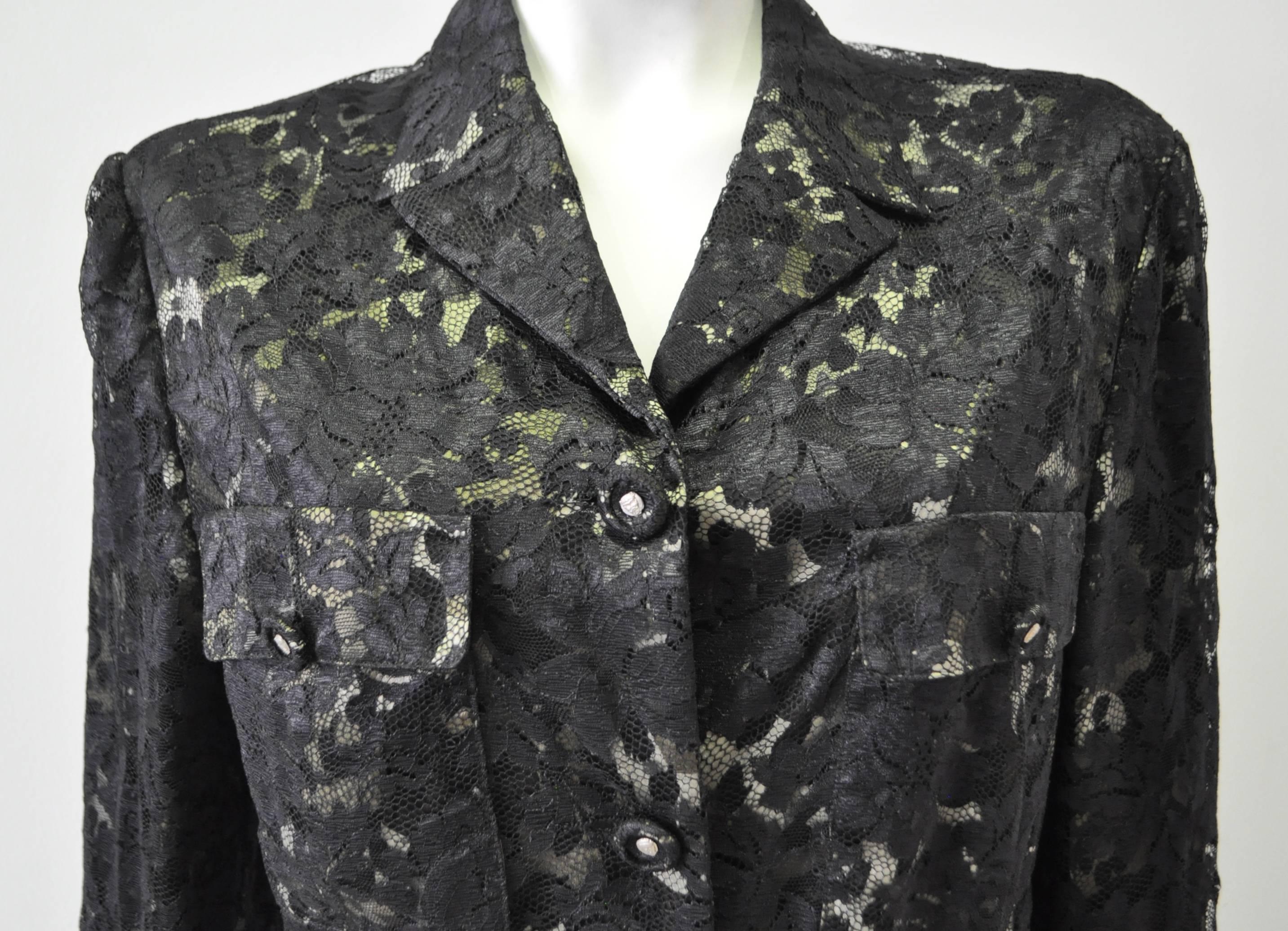 Gianni Versace Istante Lace over Leopard Print Militaire Jacket In New Condition For Sale In Athens, Agia Paraskevi