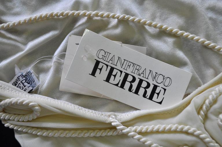 Exquisite Gianfranco Ferre Cream Rope Embroidery Embellished Swimsuit ...