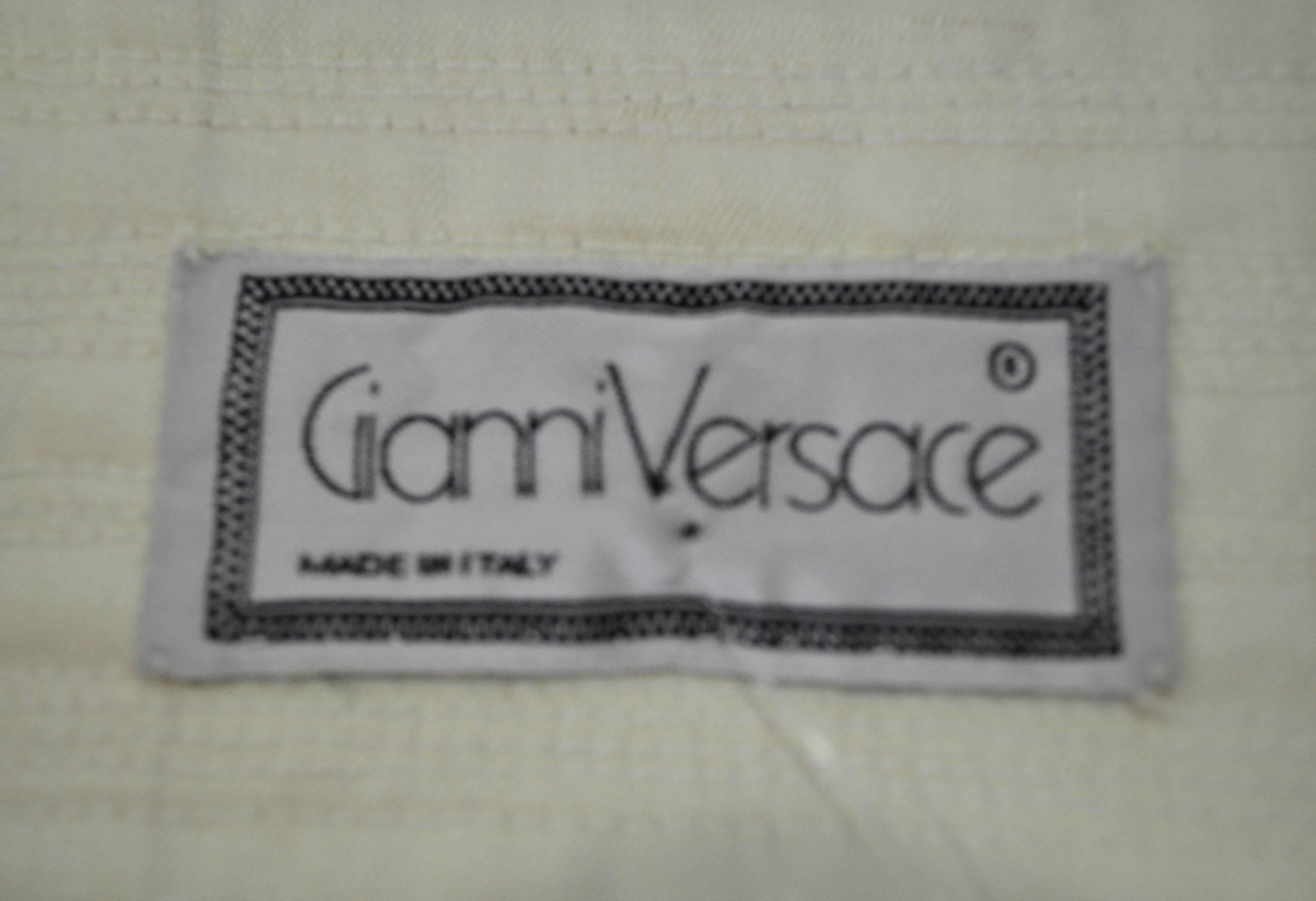 Women's Gianni Versace Biege High Waisted Linen Skirt For Sale