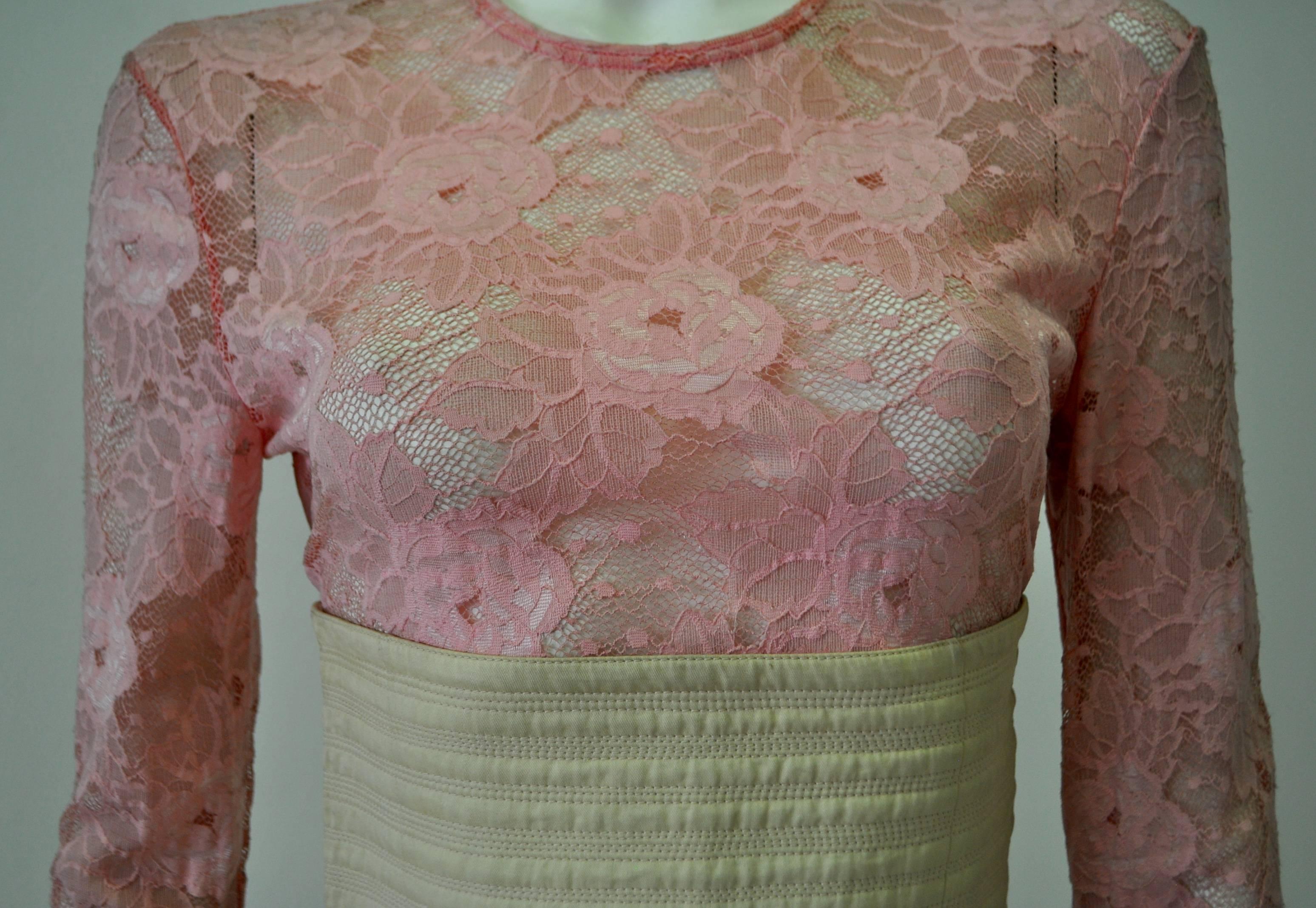 Women's Rare Gianni Versace Istante Pink Lace Bodysuit