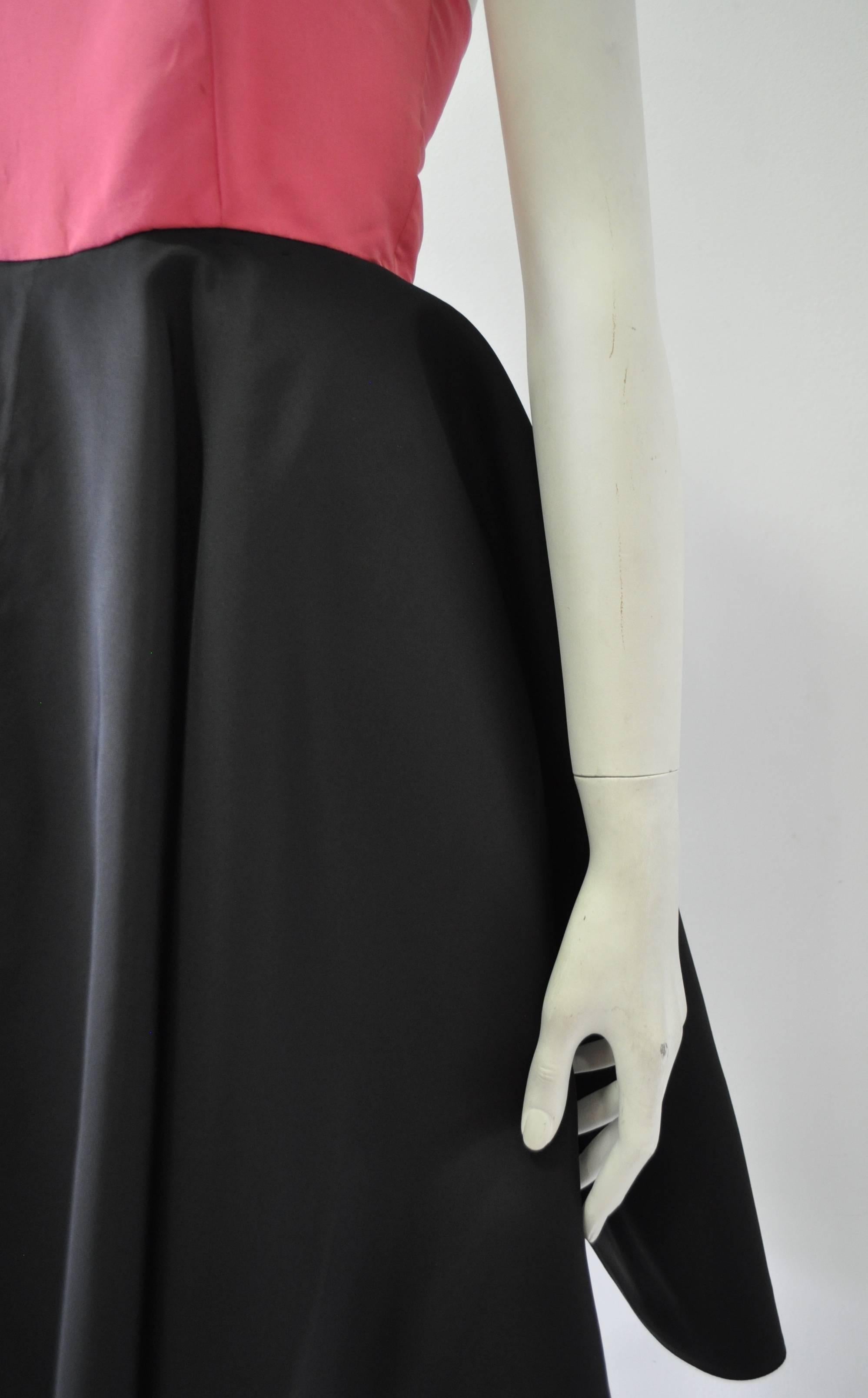 Romantic Gianfranco Ferre Strapless Silk Colorblock Cocktail Dress In New Condition For Sale In Athens, Agia Paraskevi