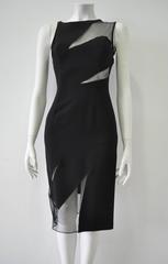 Daring Angelo Mozzillo Cut-Out Sheer Black Bodycon Dress