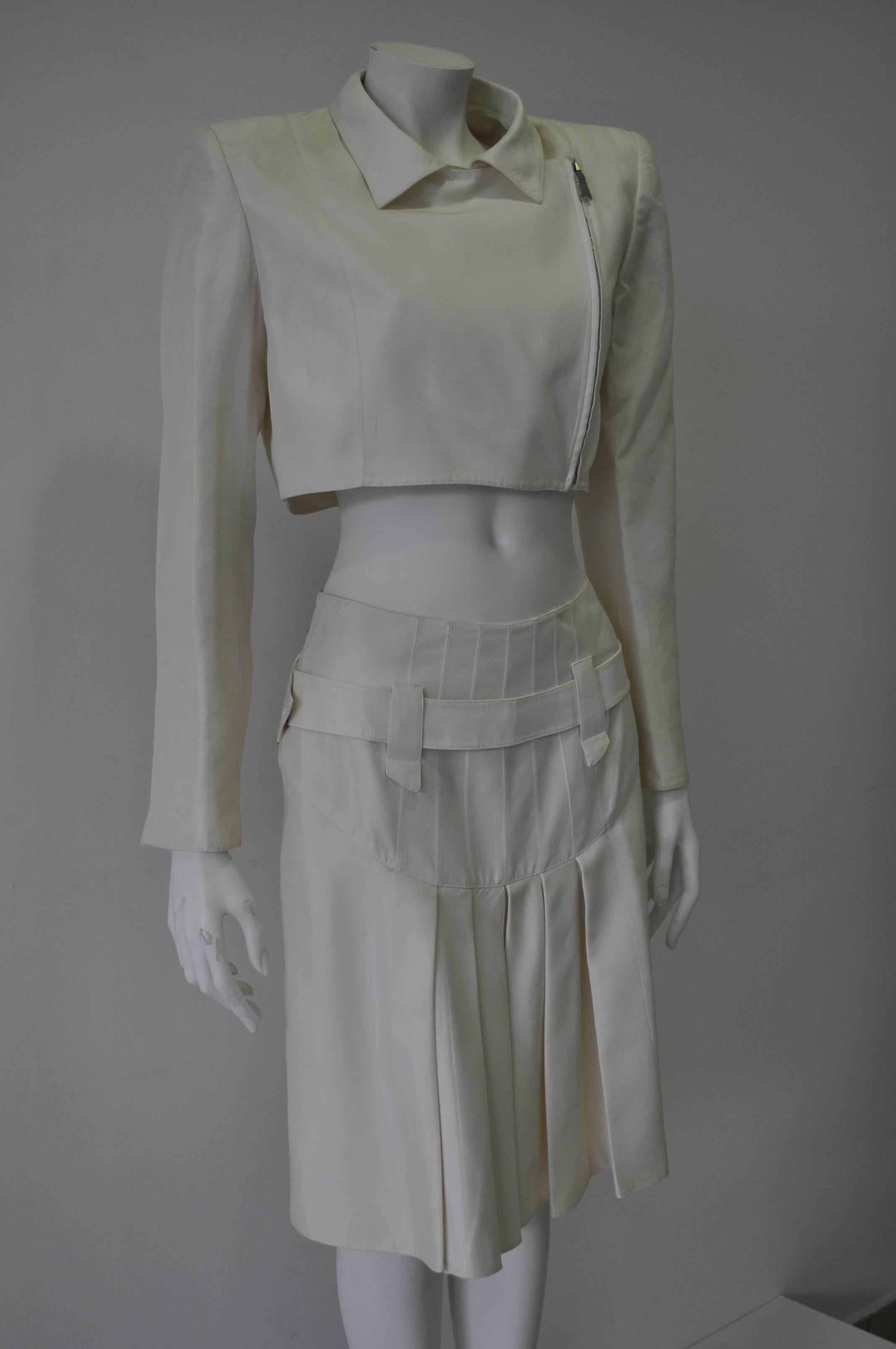 Very Rare Claude Montana Zip Space Age Inspired Bare Midriff Skirt Suit