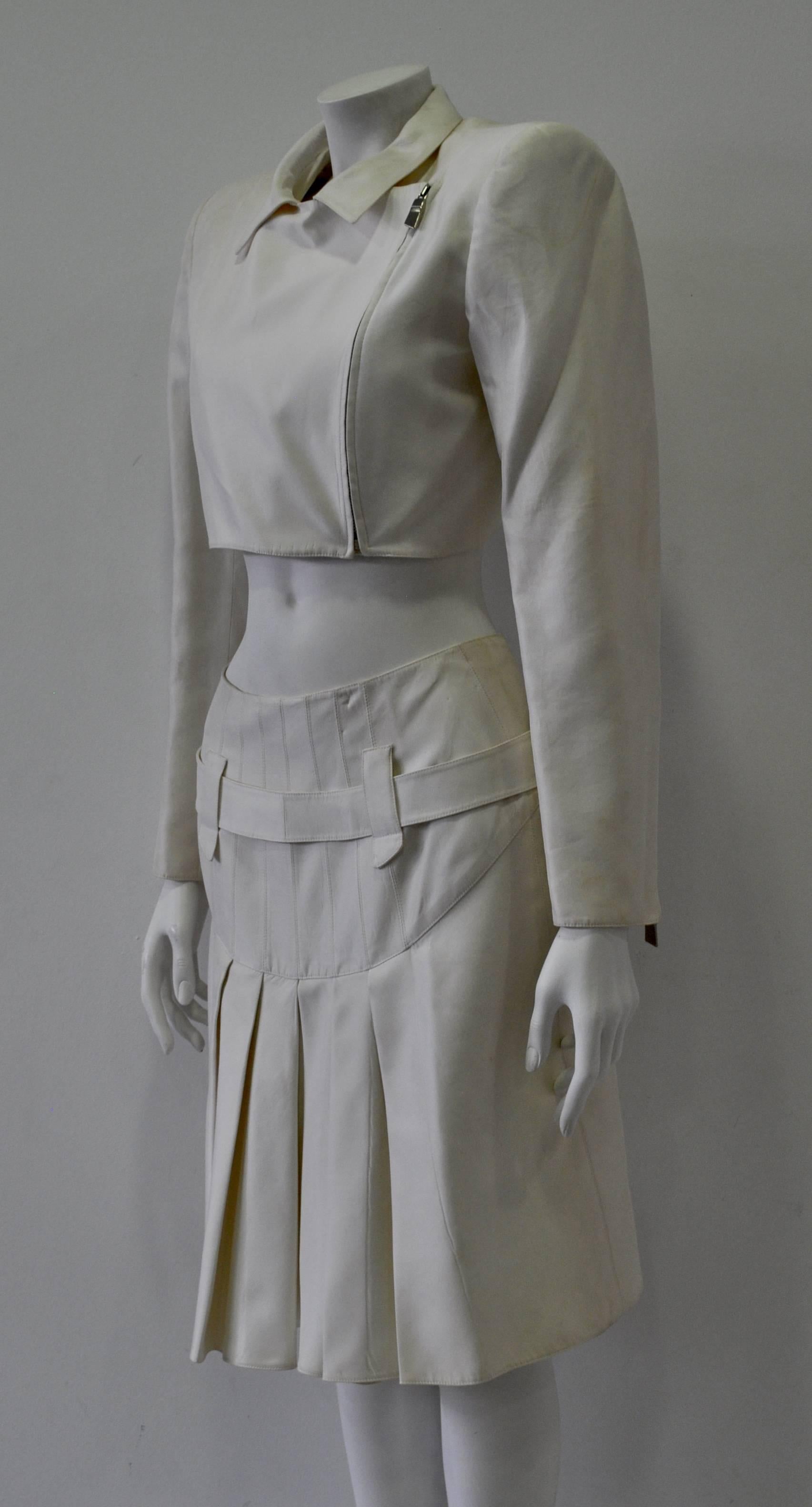 Gray Very Rare Claude Montana Zip Space Age Inspired Skirt Suit For Sale