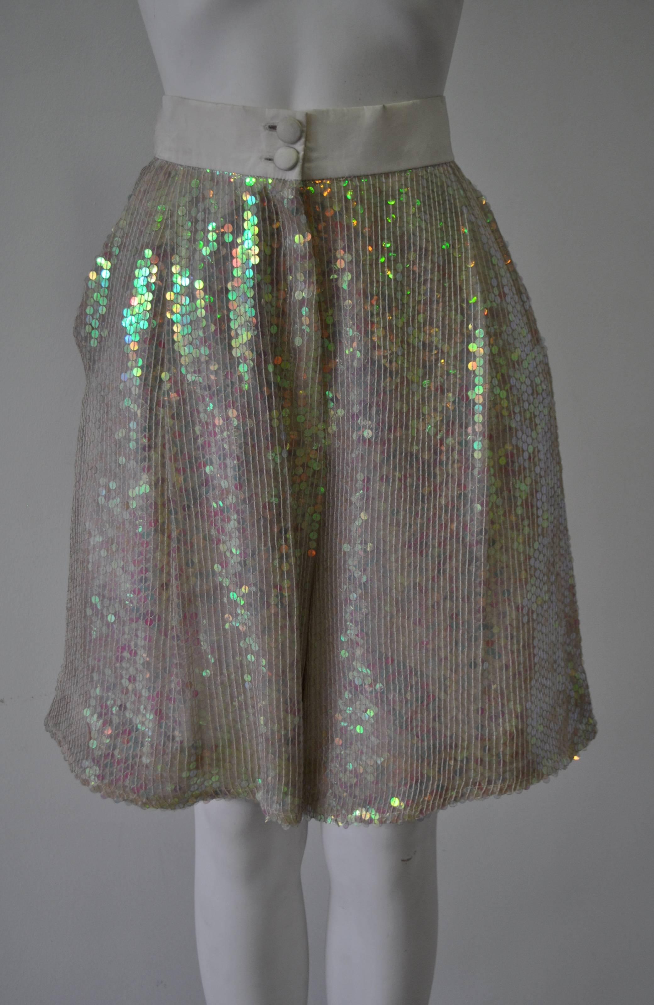Luminous and Rare Ella Singh Iridescent Sequin Bermuda Shorts