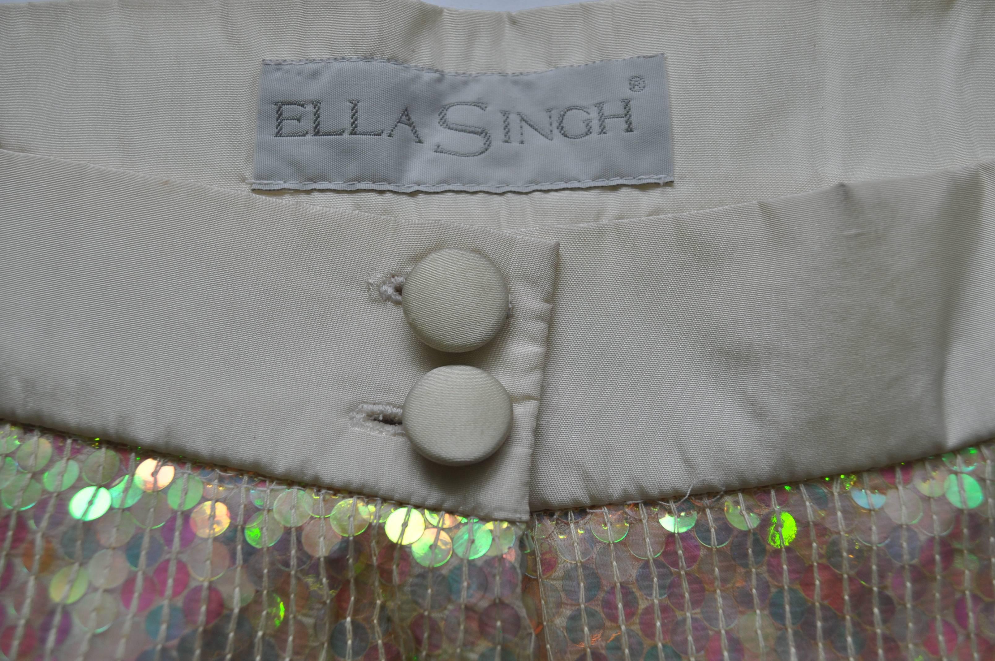 Gray Luminous Ella Singh Iridescent Sequin Bermuda Shorts For Sale