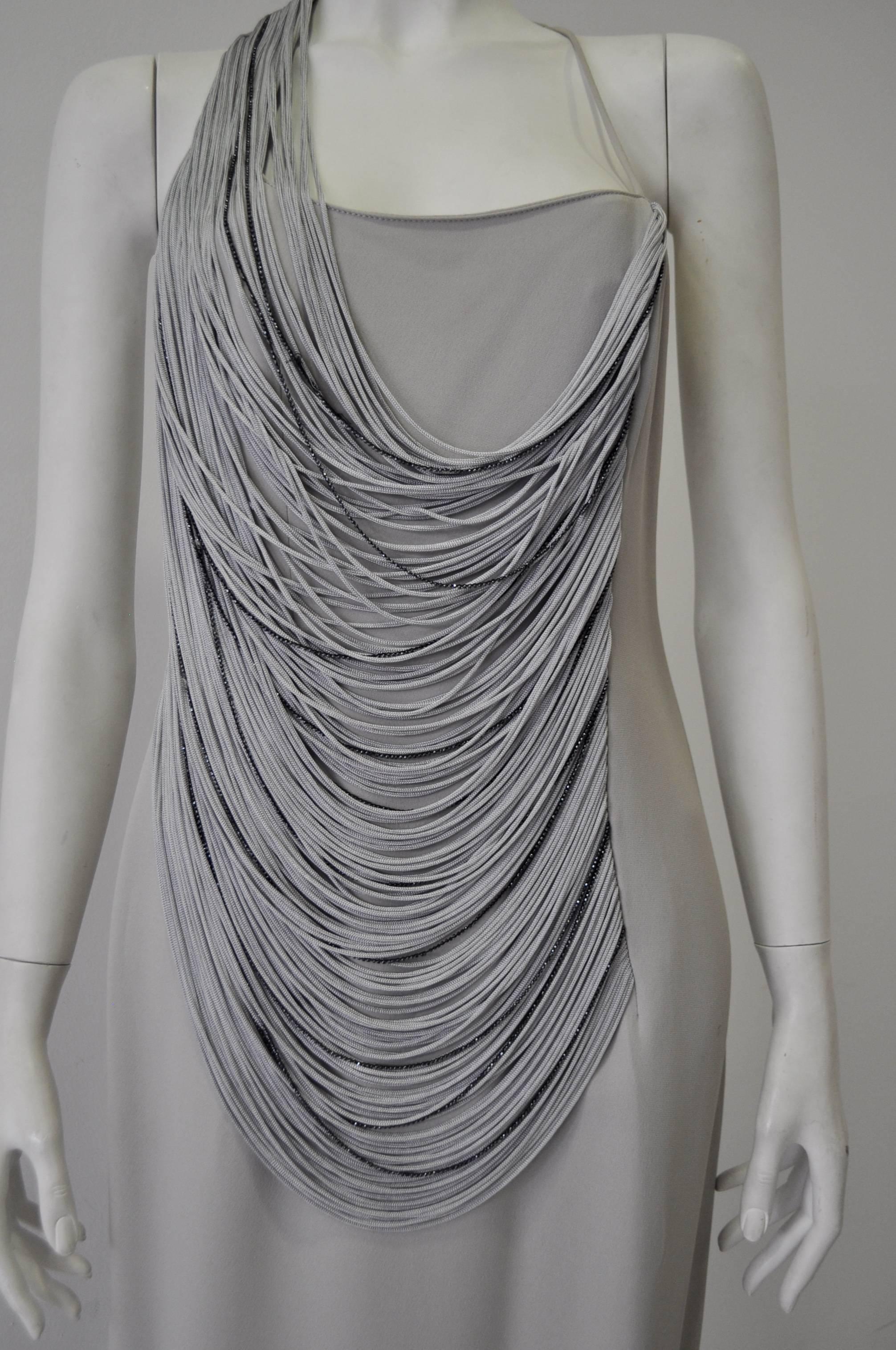 Luxurious Angelo Mozzillo Multistrand Chord Maxi Dress In Excellent Condition For Sale In Athens, Agia Paraskevi