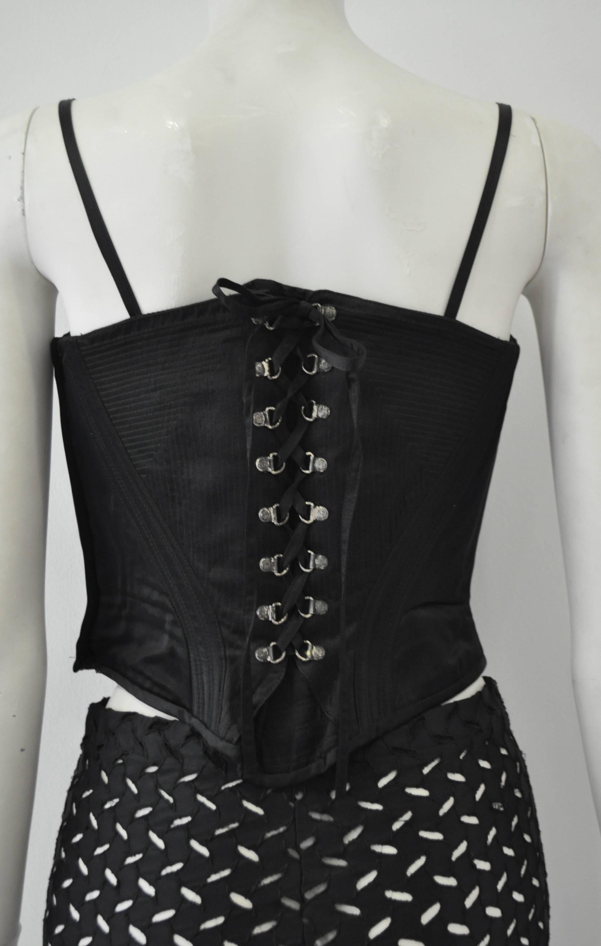 Iconic Gianni Versace Couture Boned Lace-Up Silk Bustier For Sale 2