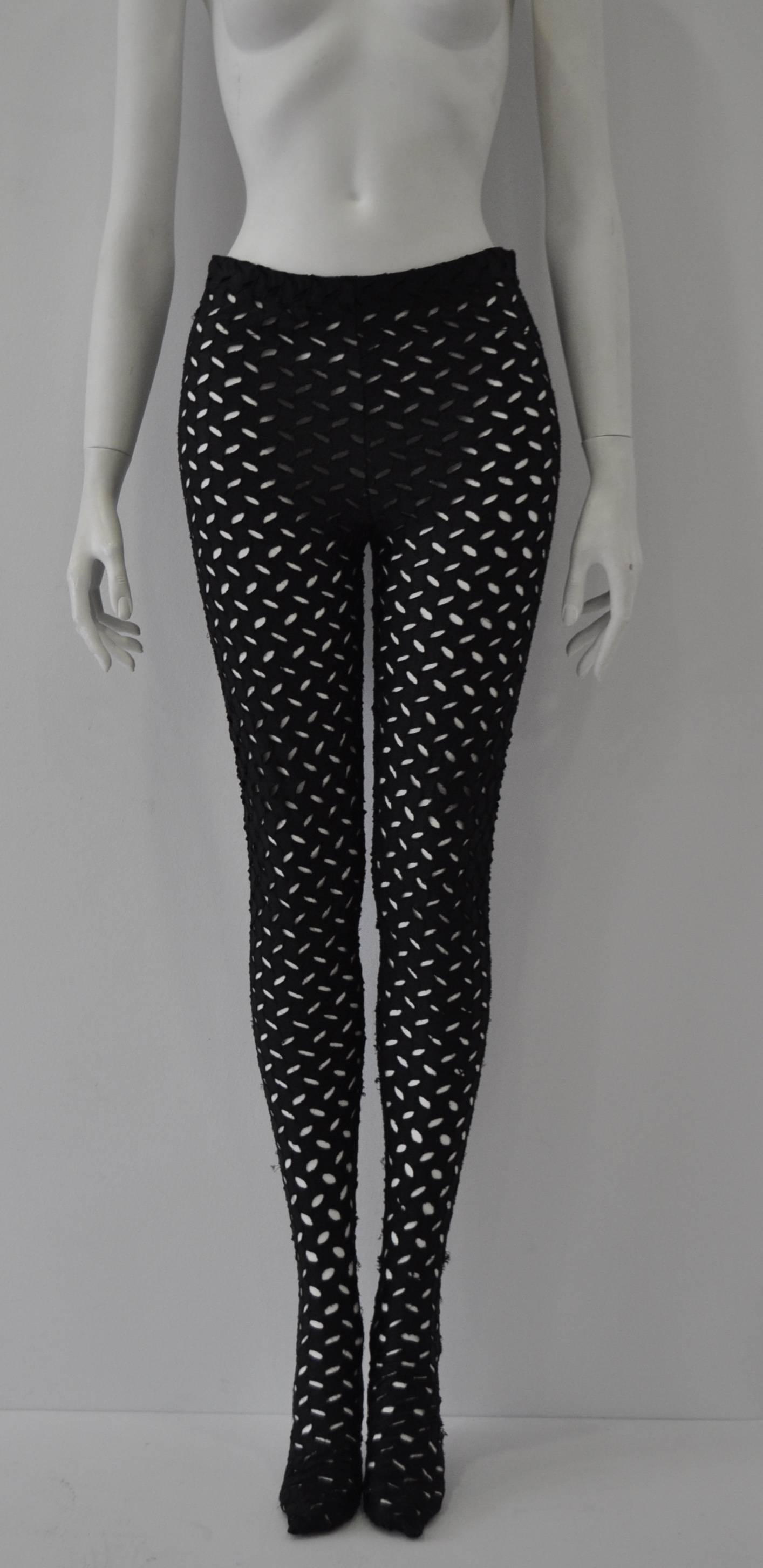 Black Iconic Gianni Versace Couture Punk Cut-Out Leggings For Sale