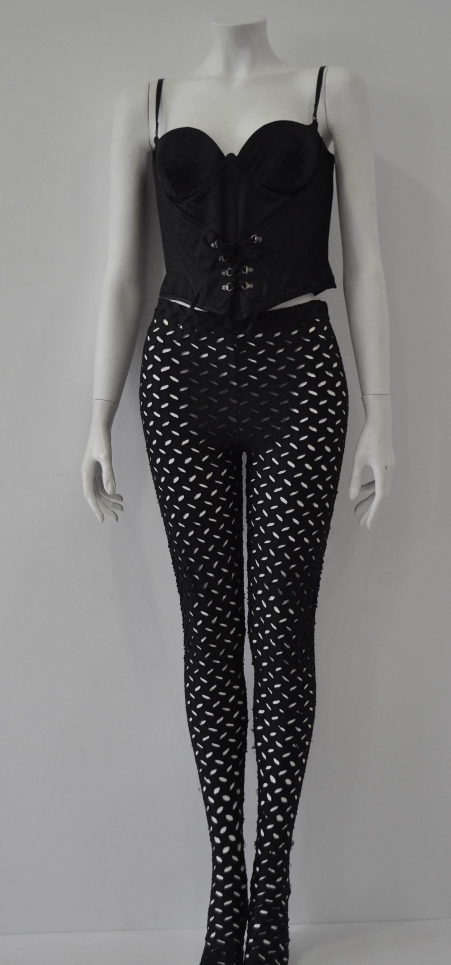 Iconic Gianni Versace Couture Punk Cut-Out Leggings For Sale 1