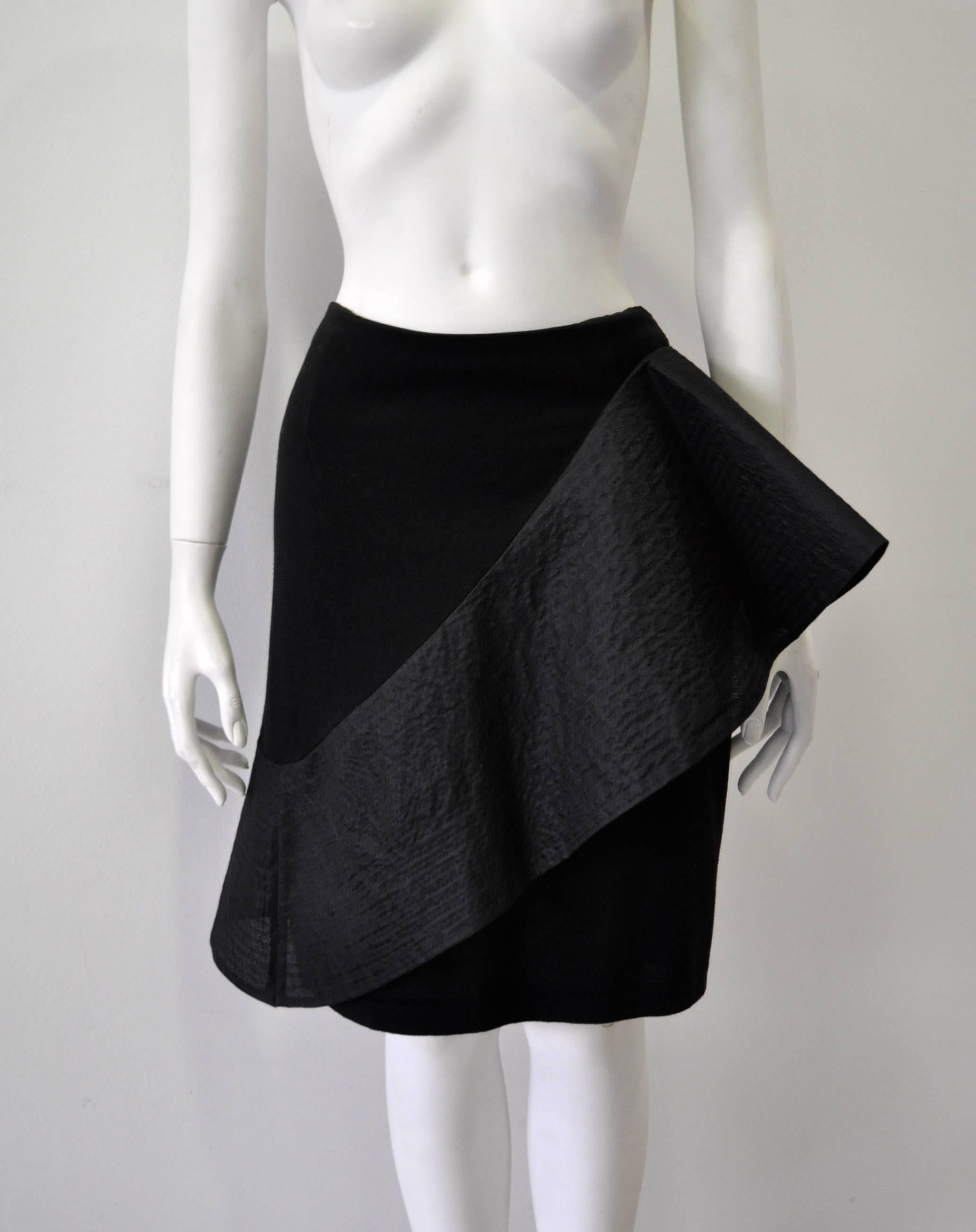 Women's Inspired Gianfranco Ferre Origami Asymmetric Ruffle Peplum Pencil Skirt For Sale