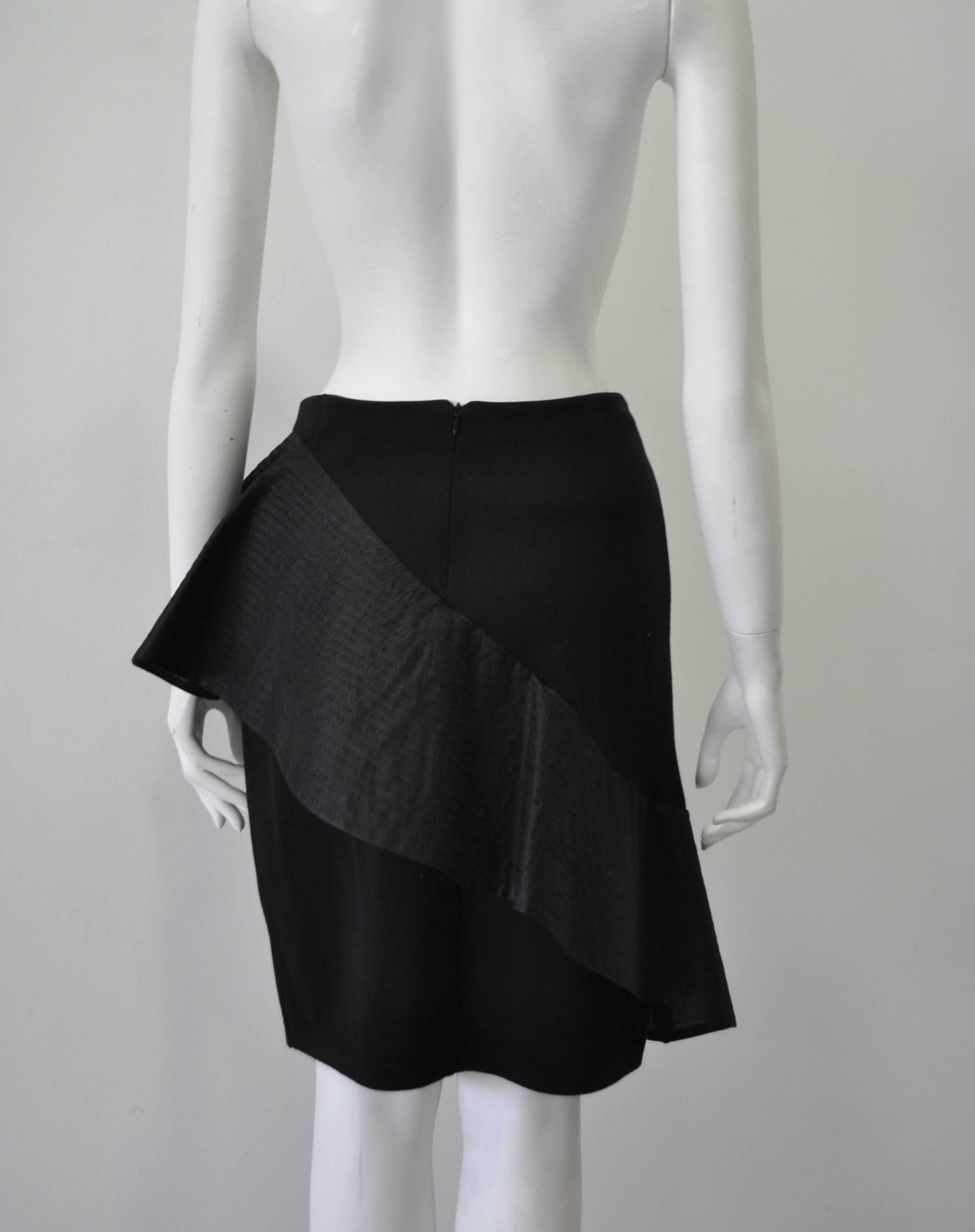 Inspired Gianfranco Ferre Origami Asymmetric Ruffle Peplum Pencil Skirt For Sale 2