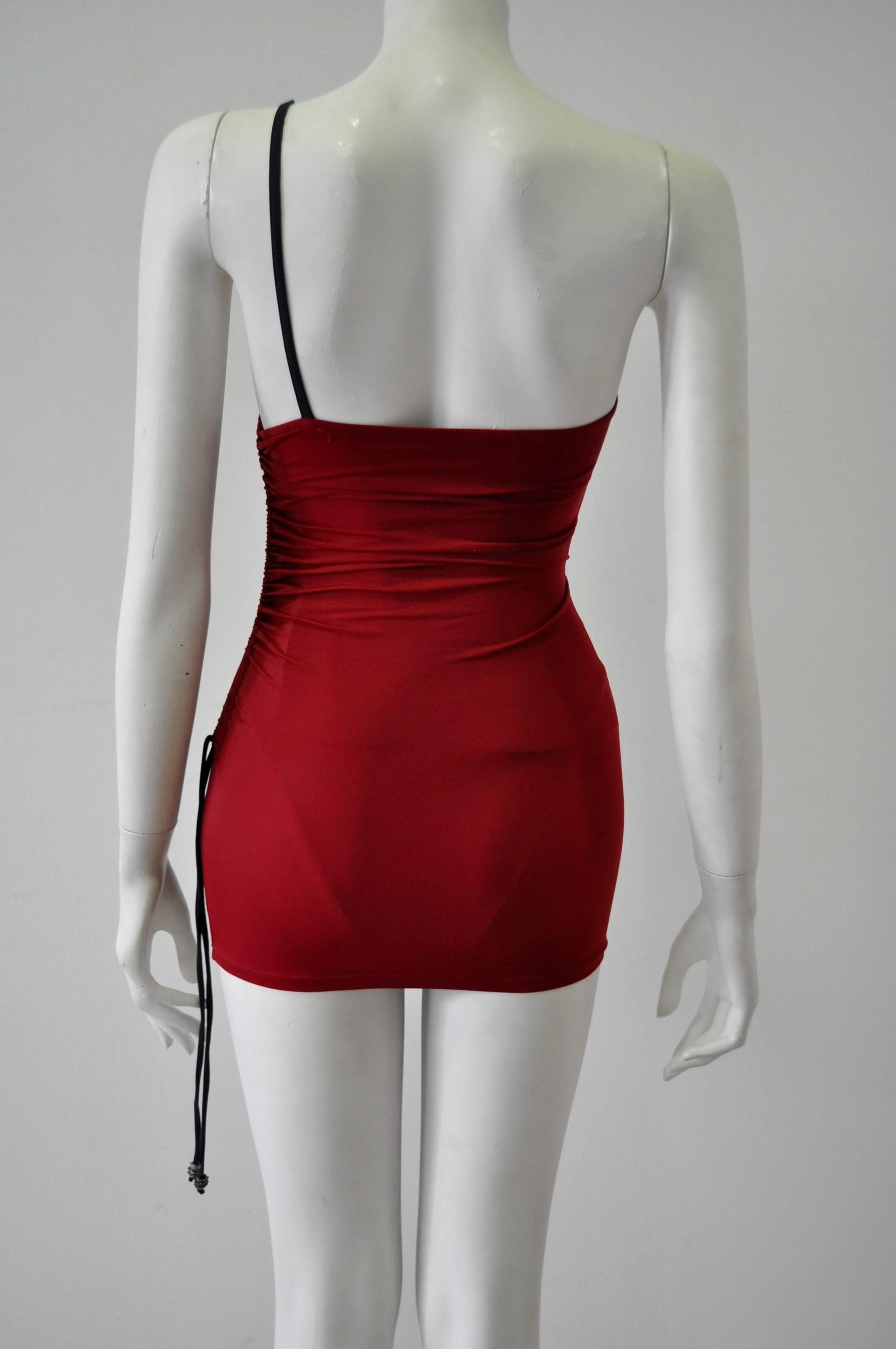 Gianfranco Ferre Deep Red Swimsuit with Regal Emblem Detail For Sale 3