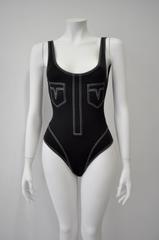 Rare Gianni Versace Mare Contrast Stich Black Swimsuit