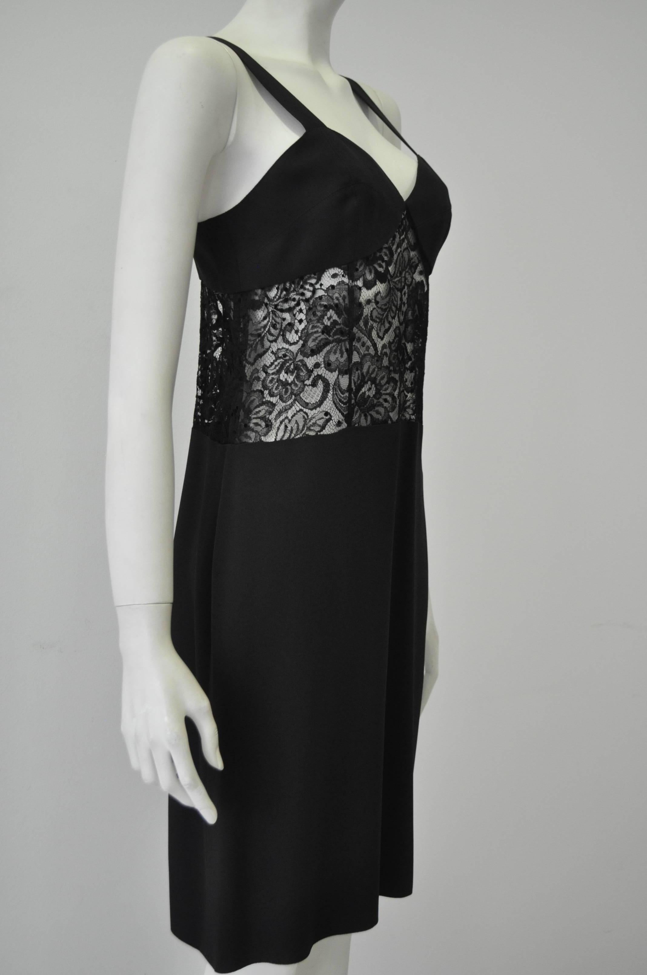 Elegant Sonia Rykiel Lace Panel Midriff Shift Dress In New Condition For Sale In Athens, Agia Paraskevi
