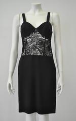 Elegant Sonia Rykiel Lace Panel Midriff Shift Dress