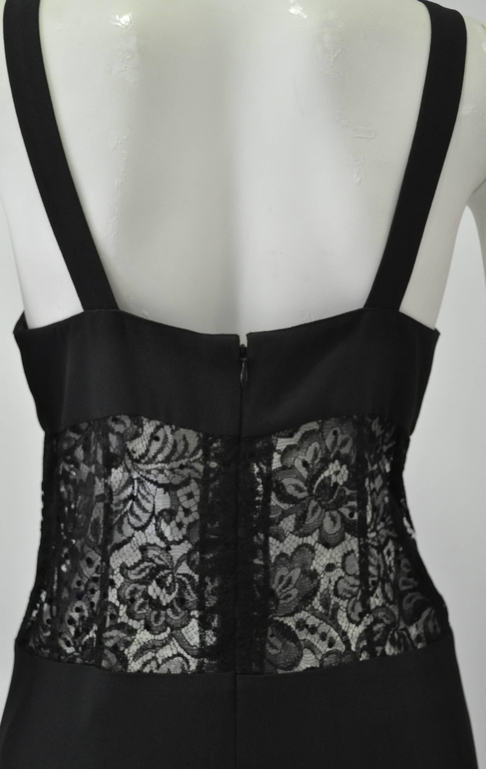 Elegant Sonia Rykiel Lace Panel Midriff Shift Dress For Sale 1