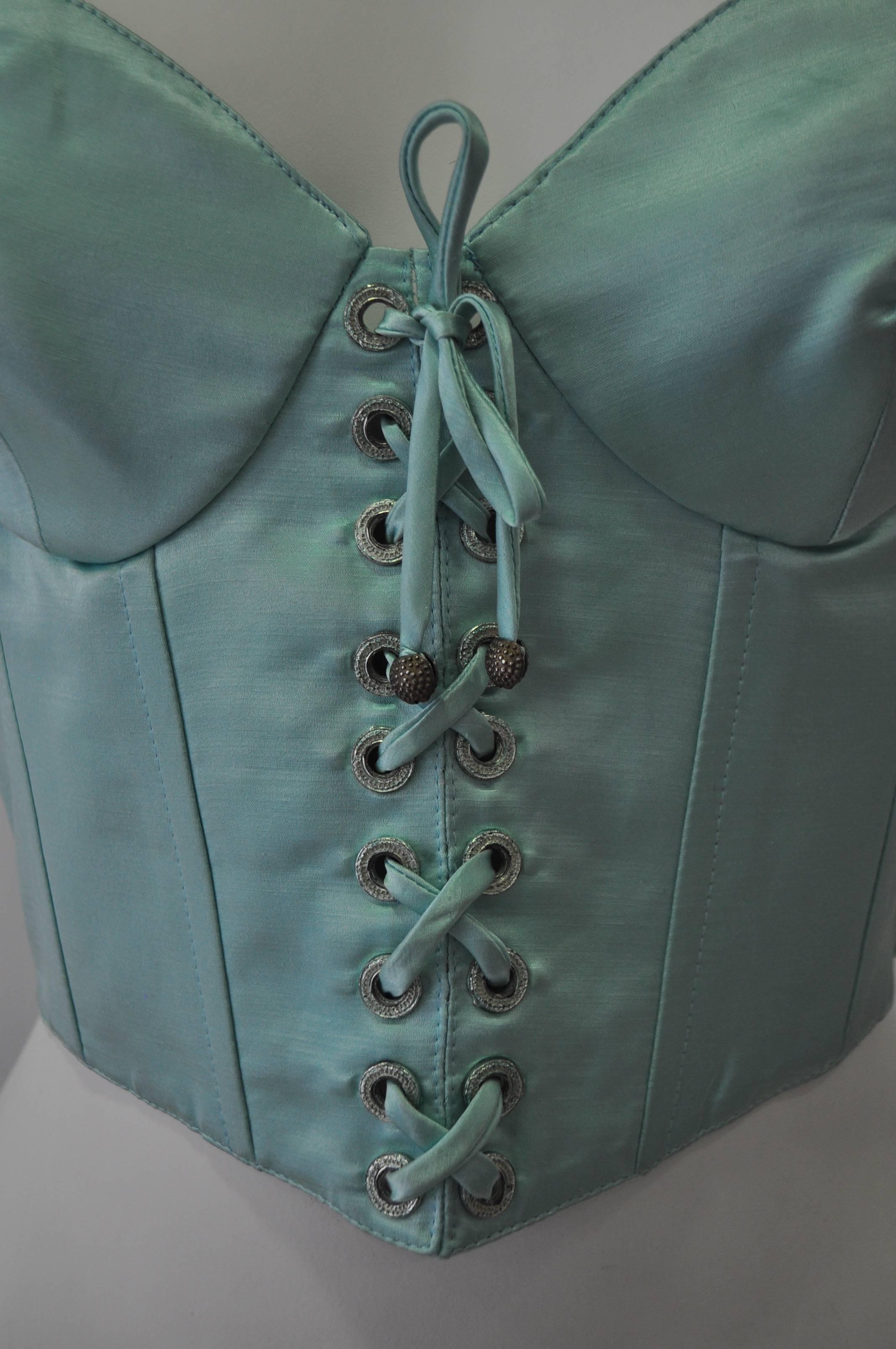 Gray Iconic Gianni Versace Istante Mint Green Bustier