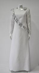 Museum Quality Courreges Metallic Ruffle Sash Evening Gown
