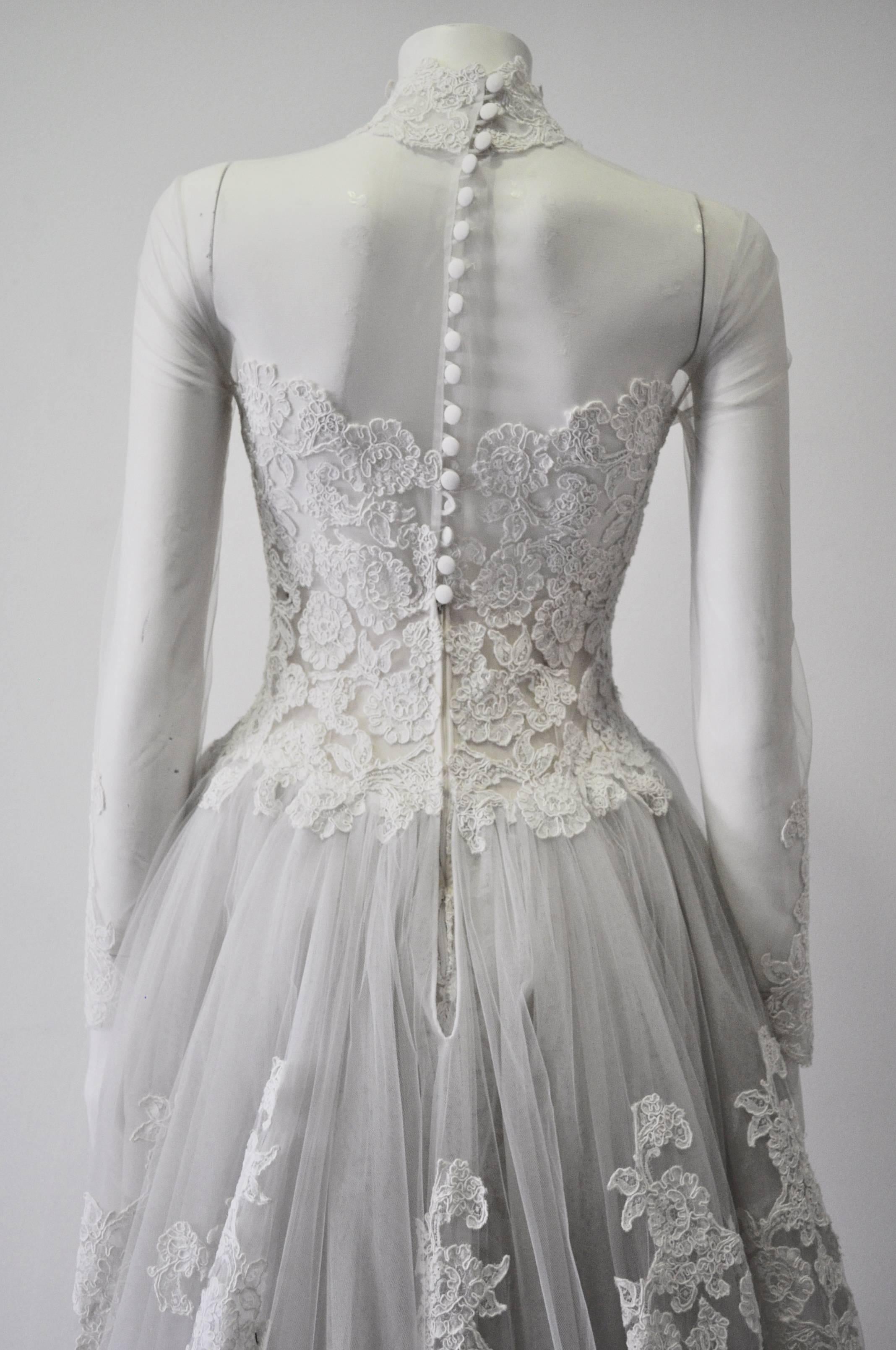Women's Rare and Important Pino Lancetti High Low Hand Embroidered Wedding Dress For Sale