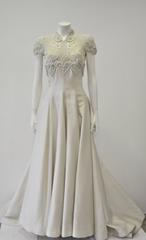 Important Pino Lancetti Hand Embroidered Duchess Satin Wedding Gown