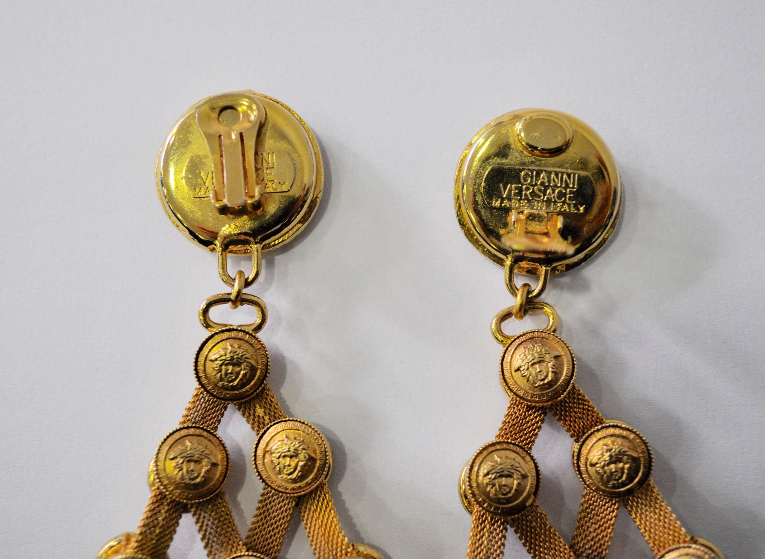 Gianni Versace Medusa Drop Earrings In New Condition In Athens, Agia Paraskevi