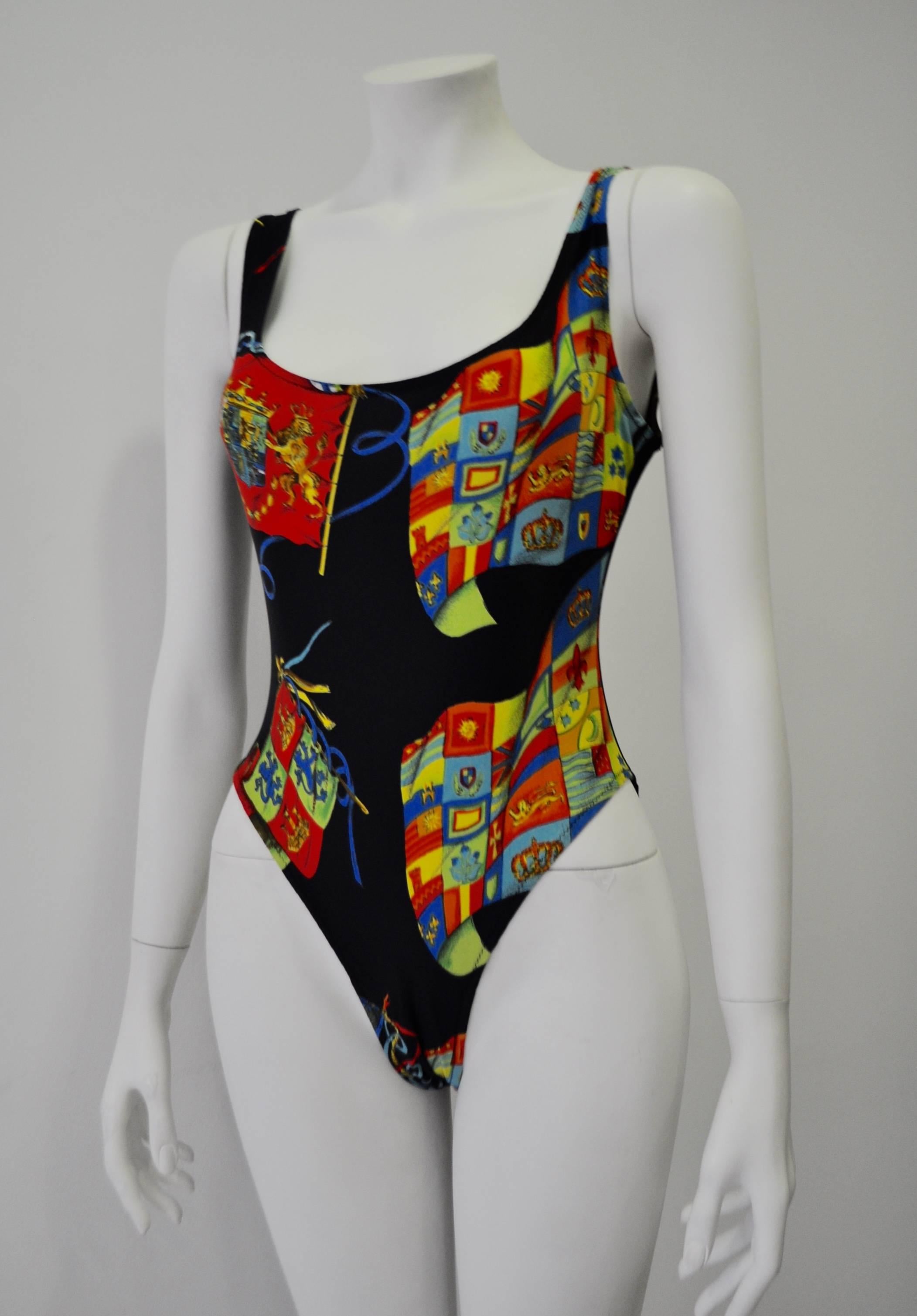 Women's Gianni Versace Istante Coat of Arms Swimsuit For Sale