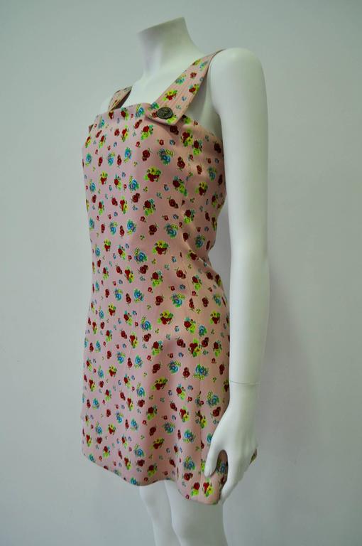 Istante Gianni Versace Foral Silk Pinafore Featuring Iconic Buttons For