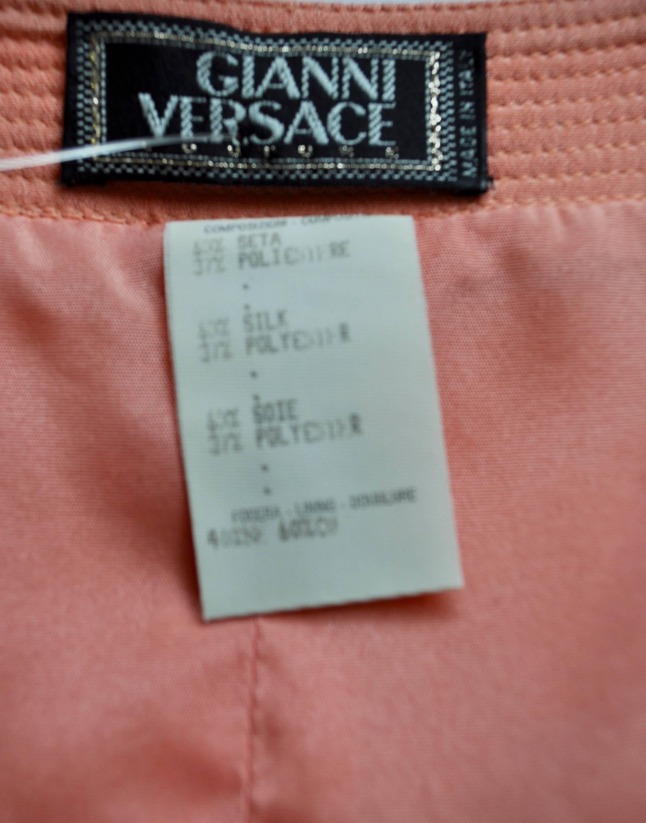 Gianni Versace Couture Peach Bow Front Silk Tank Top For Sale 1