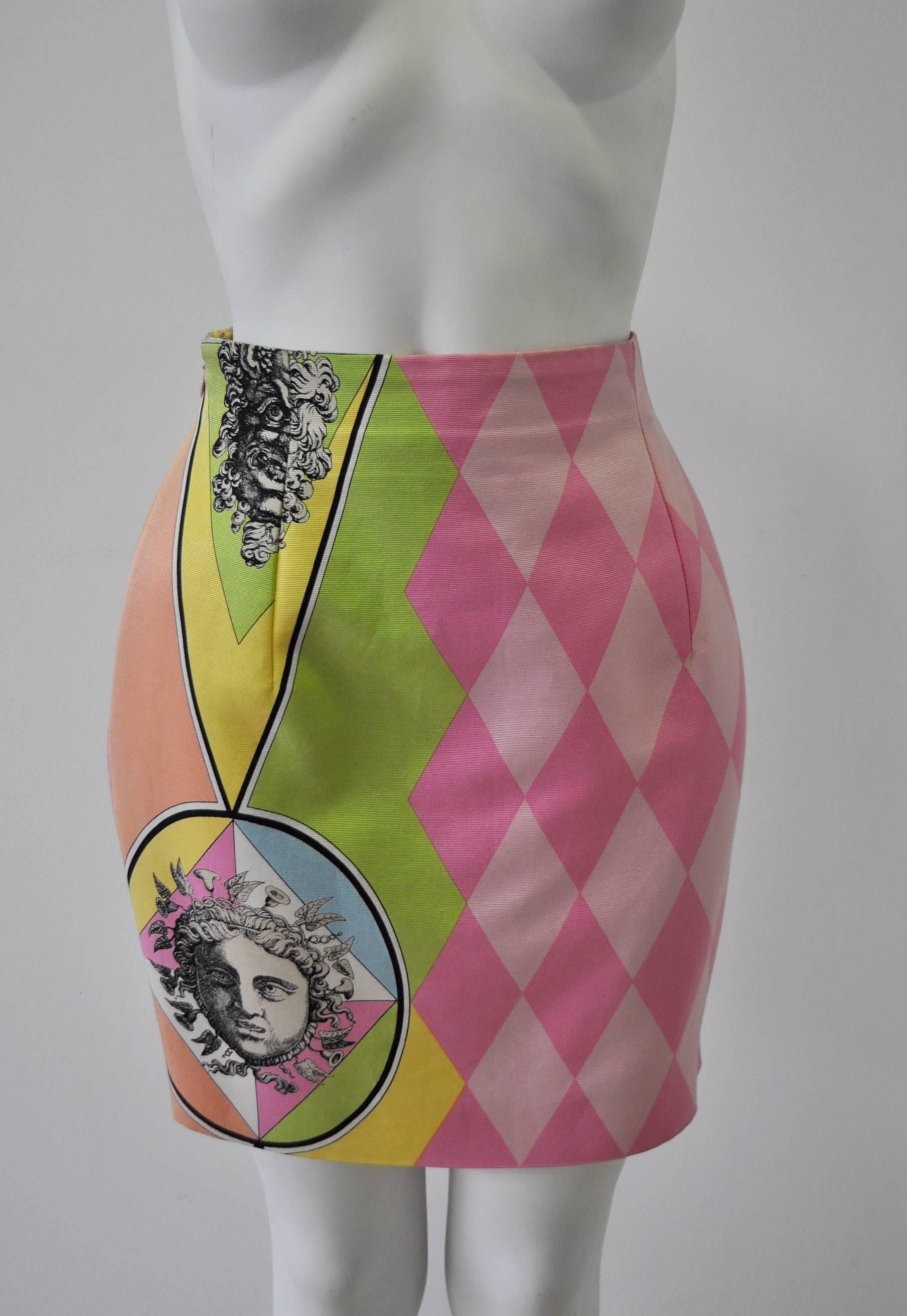 Gianni Versace Couture Harlequin Teatro Medusa Print Skirt, Spring 1992