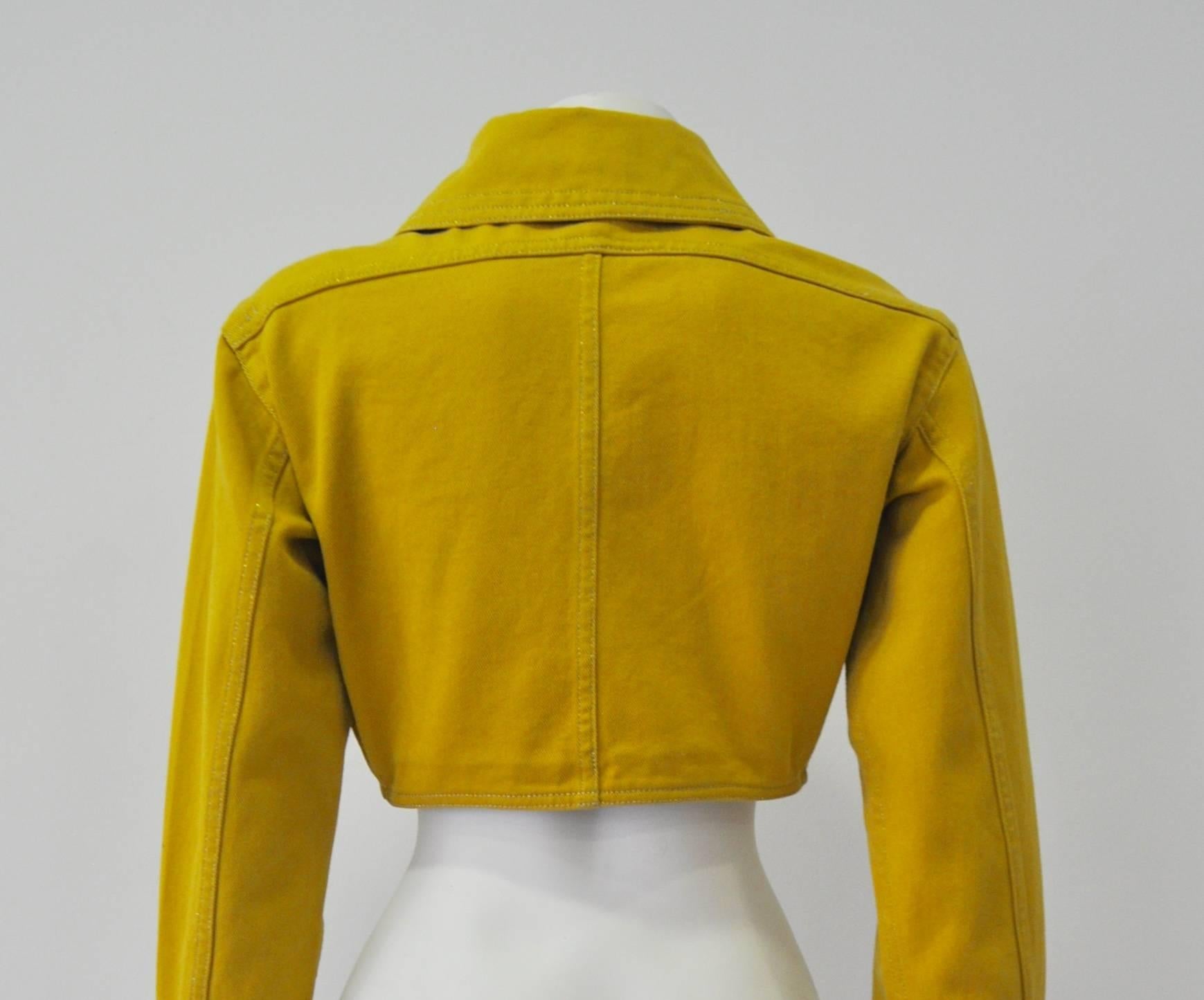 Versace Jeans Couture Gold Haute Denim Bolero Jacket In New Condition For Sale In Athens, Agia Paraskevi