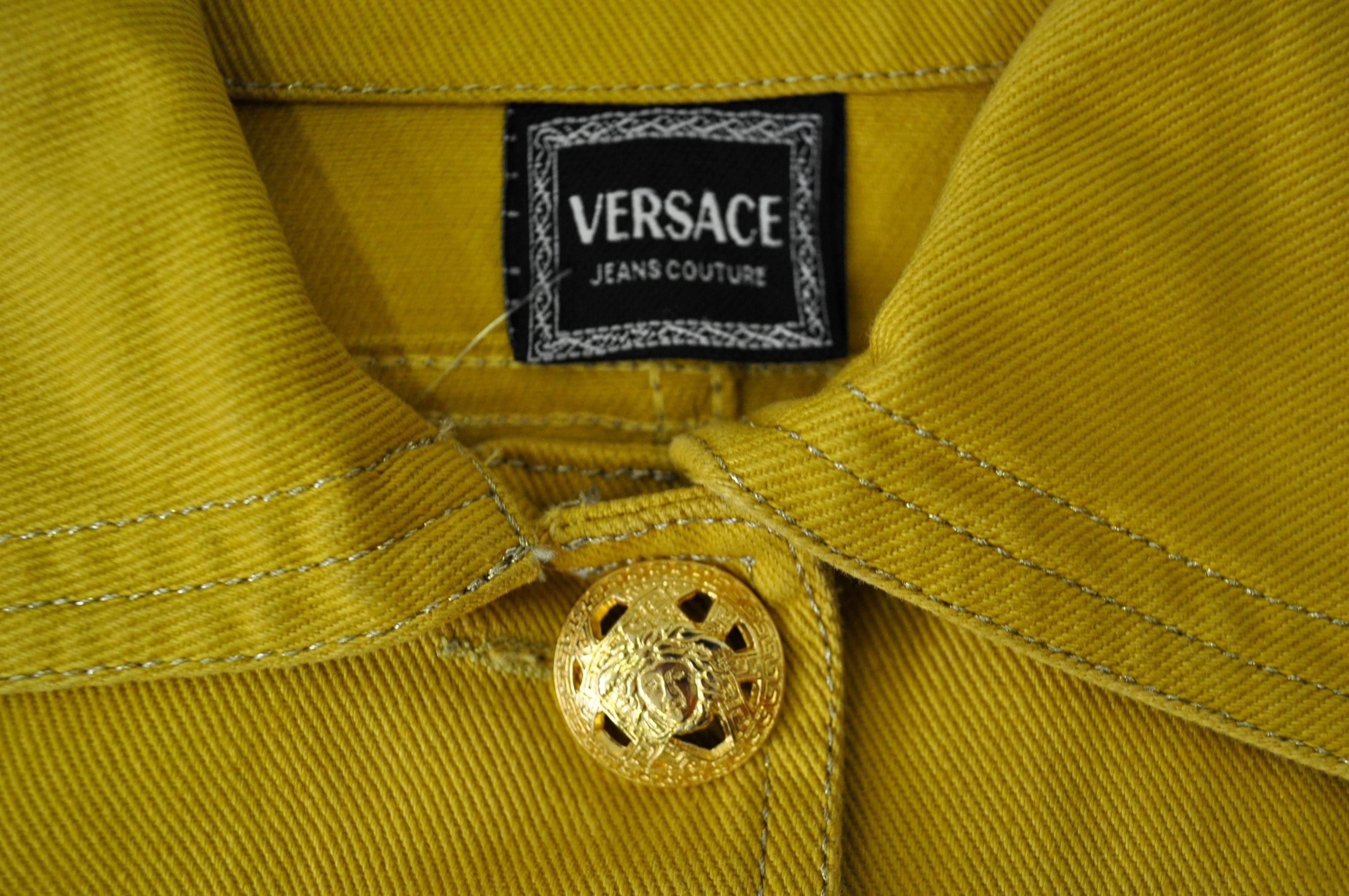 Versace Jeans Couture Gold Haute Denim Bolero Jacket For Sale 2