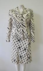 Atelier Versace Silk Contrast Stars and Stripes Skirt Suit