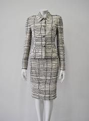 Rare and Exceptional Atelier Versace Dots and Stripes Print Silk Skirt Suit