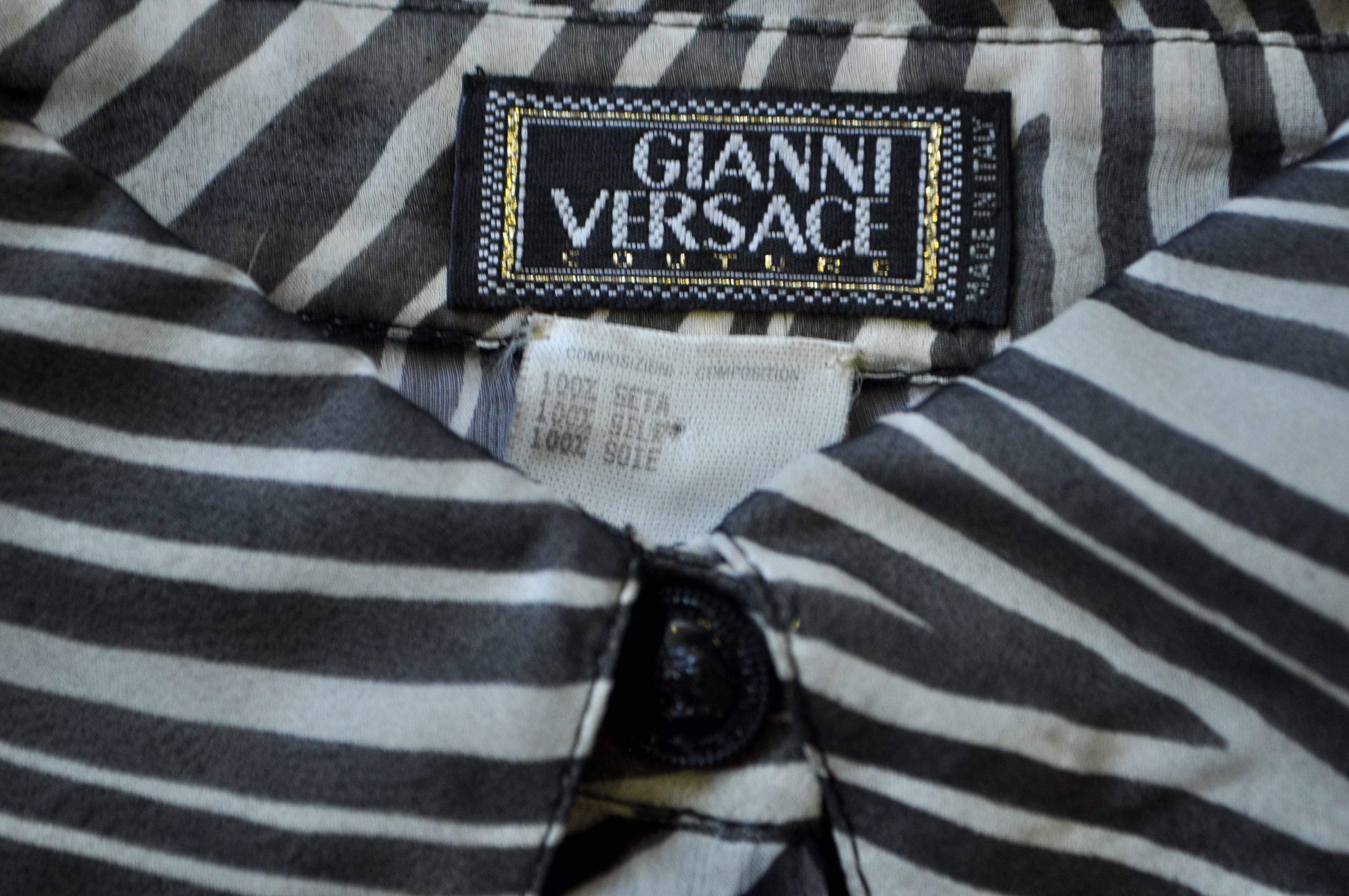 Women's Gianni Versace Sheer Silk Zebra Print Shirt For Sale