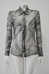 Gianni Versace Sheer Silk Zebra Print Shirt