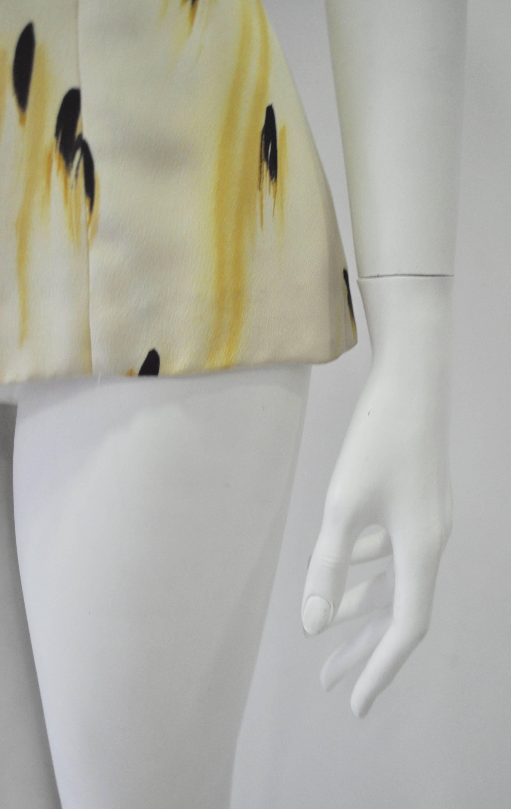 Women's Gianni Versace Couture Abstract Plume Print Silk Top For Sale