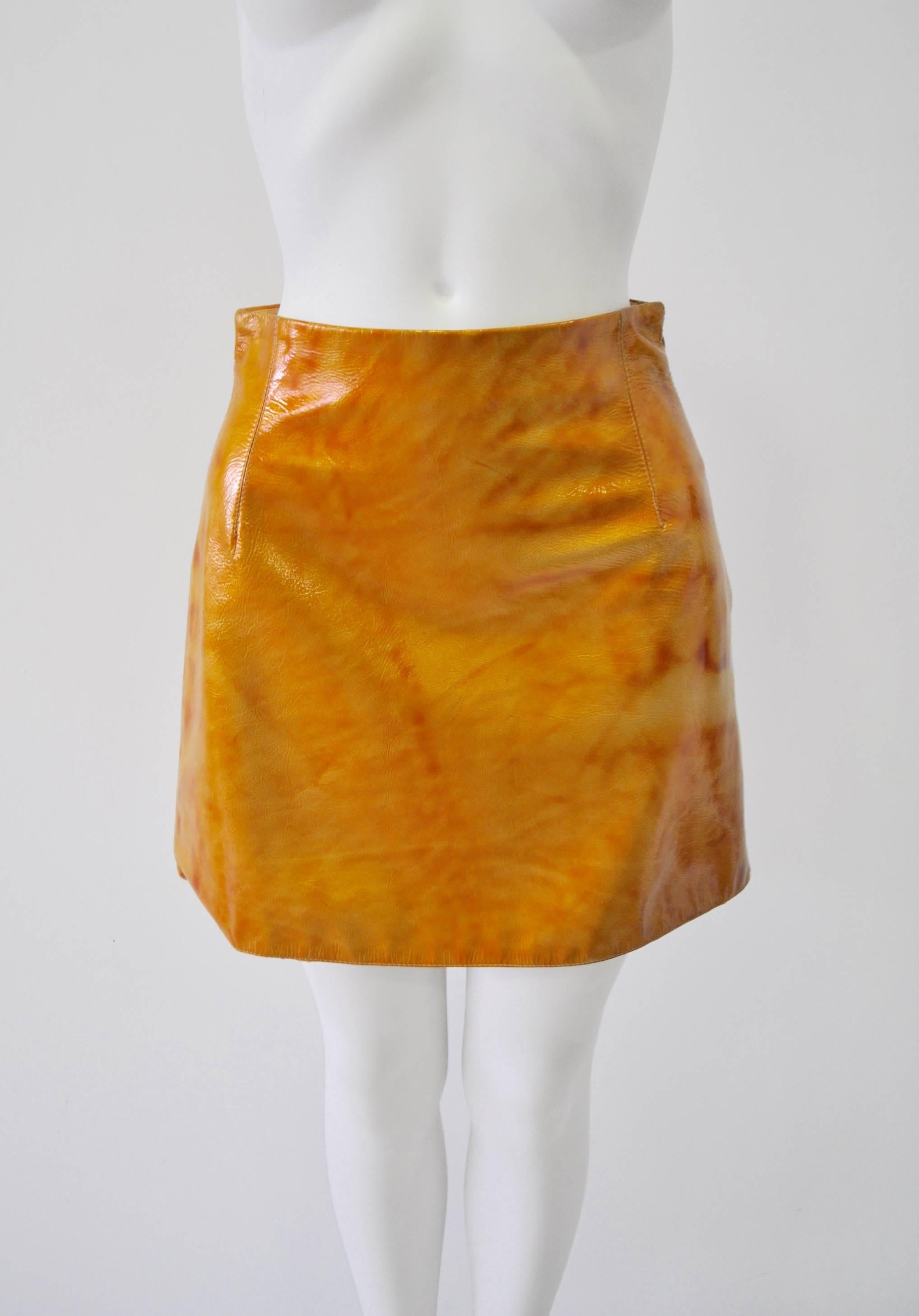 Very Rare Gianni Versace Couture Pleather Mod Mini Skirt, Fall 1995