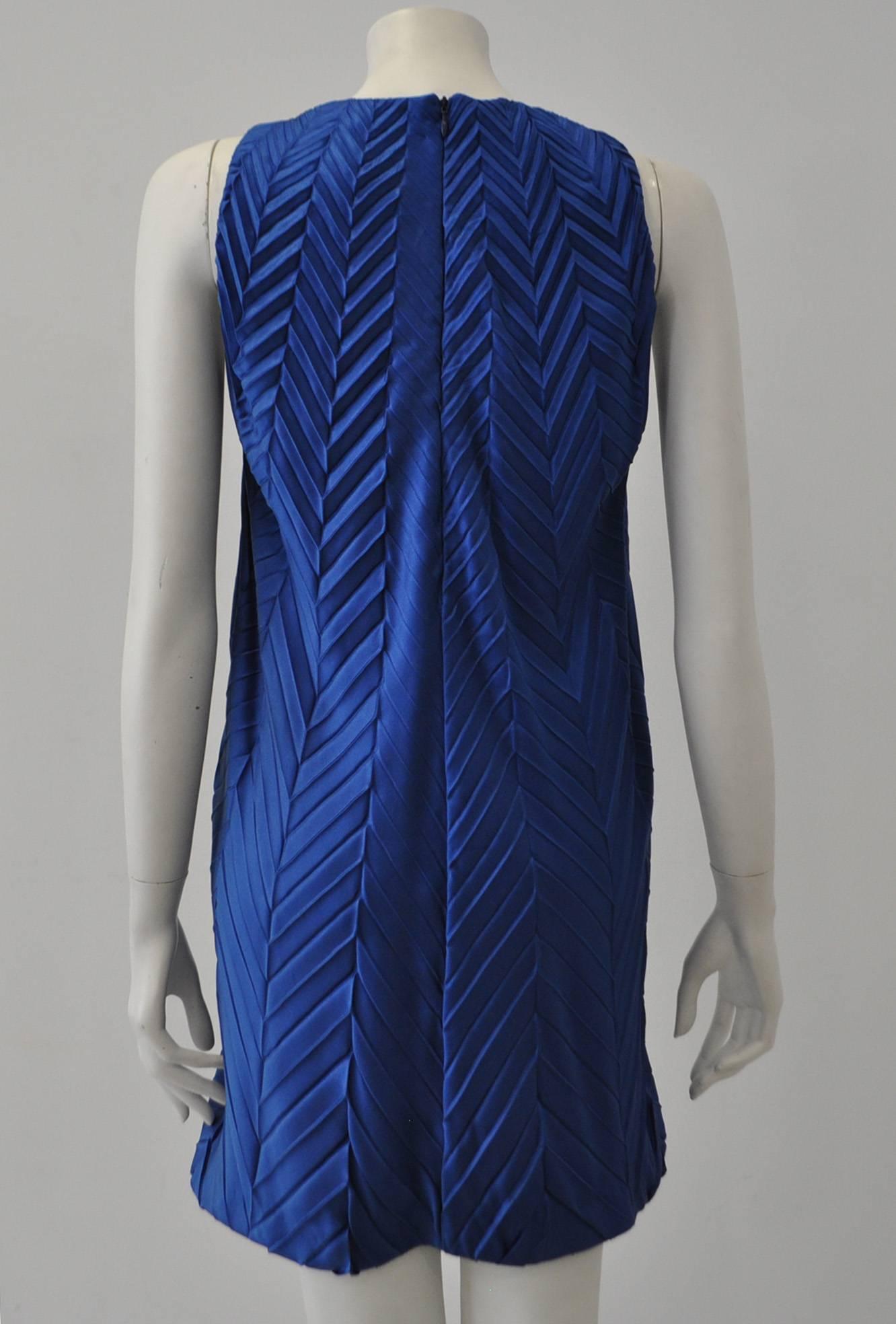 Blue Extremely Rare Atelier Versace Wrinkled Silk Plisse Punk Babydoll Cocktail Dress For Sale