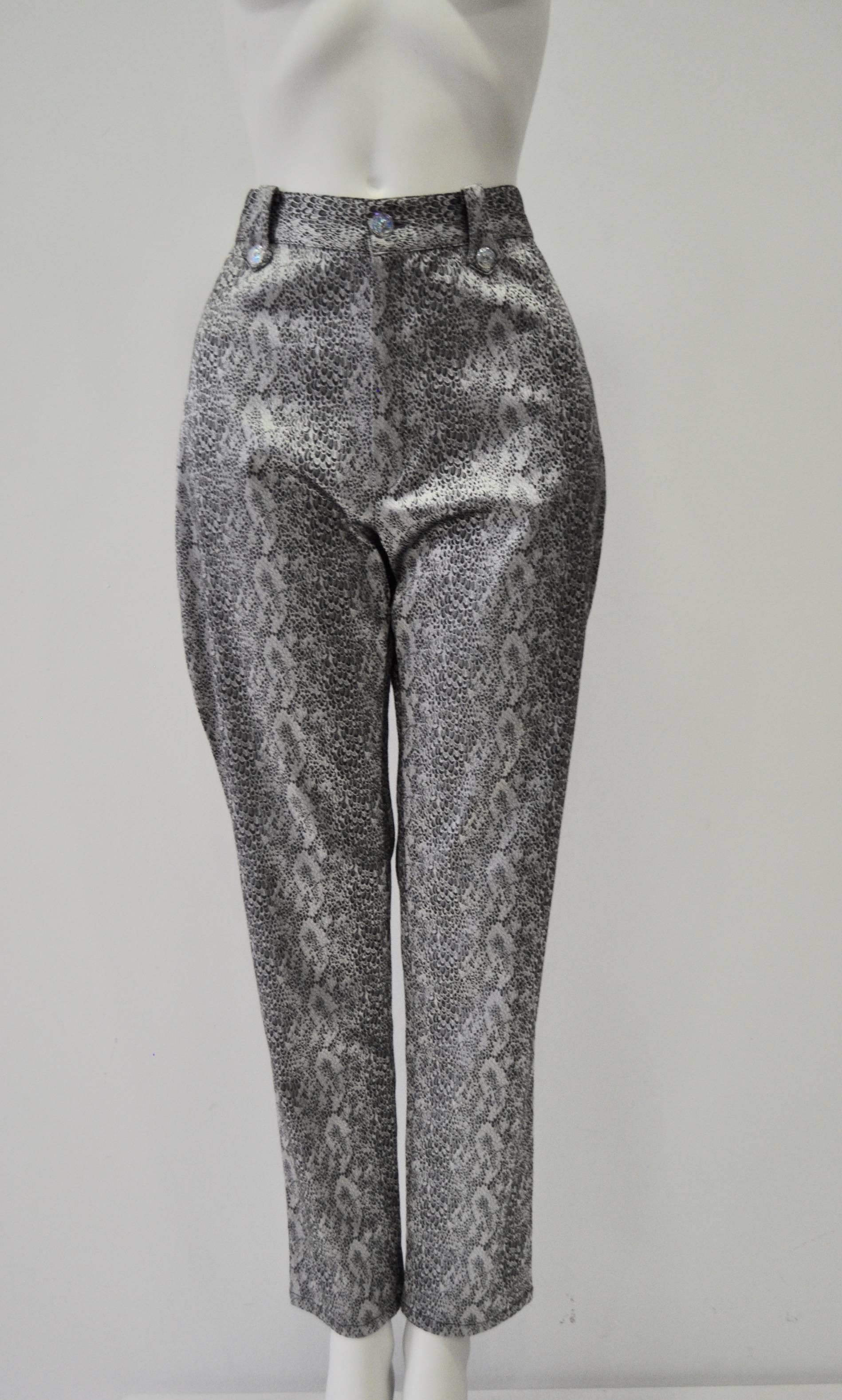 Sensational Bazar de Christian Lacroix Strapless Bustier Snake Print Pantsuit For Sale 1