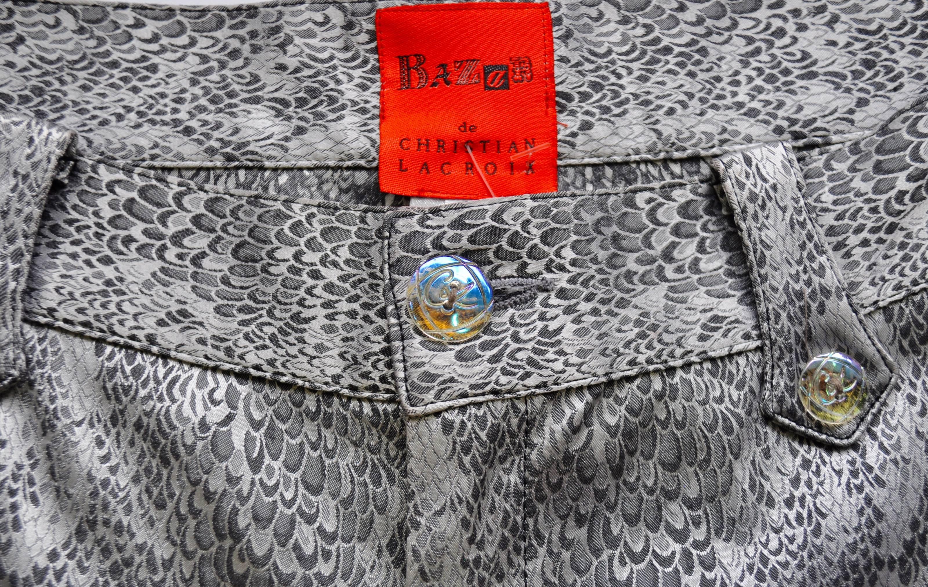 Sensational Bazar de Christian Lacroix Strapless Bustier Snake Print Pantsuit For Sale 4