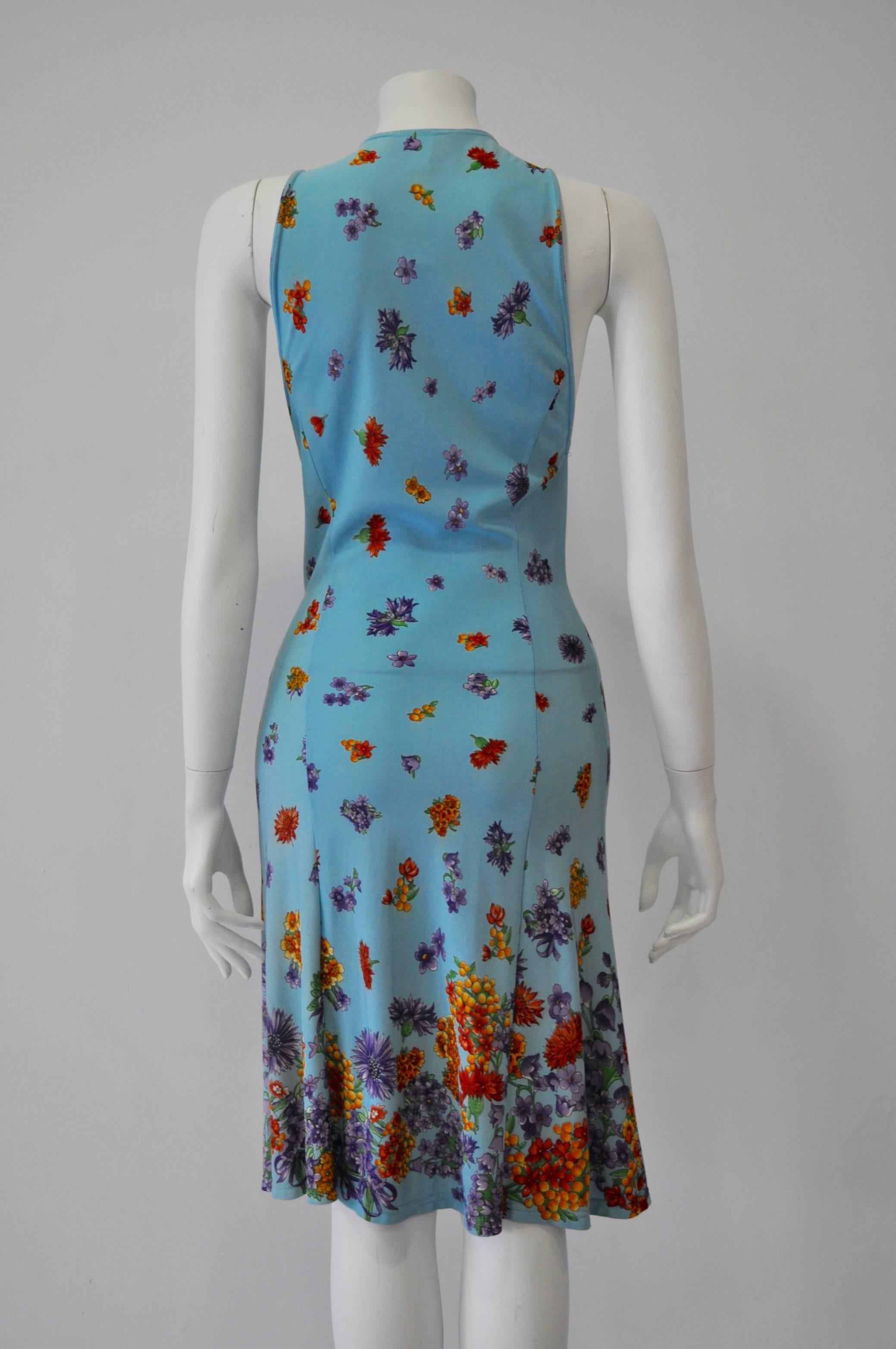 Fresh Istante By Gianni Versace Bodycon Floral Sheath Dress In Excellent Condition For Sale In Athens, Agia Paraskevi
