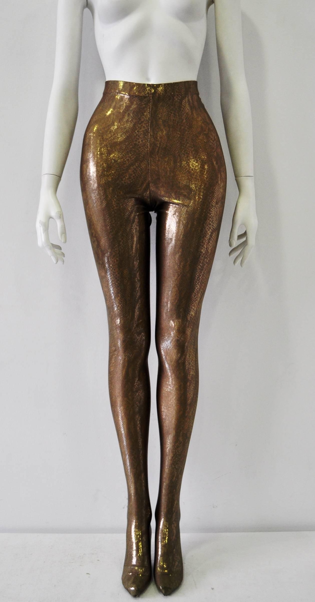 Brown Exceptional Atelier Versace Gold Snake Spandex Leggings