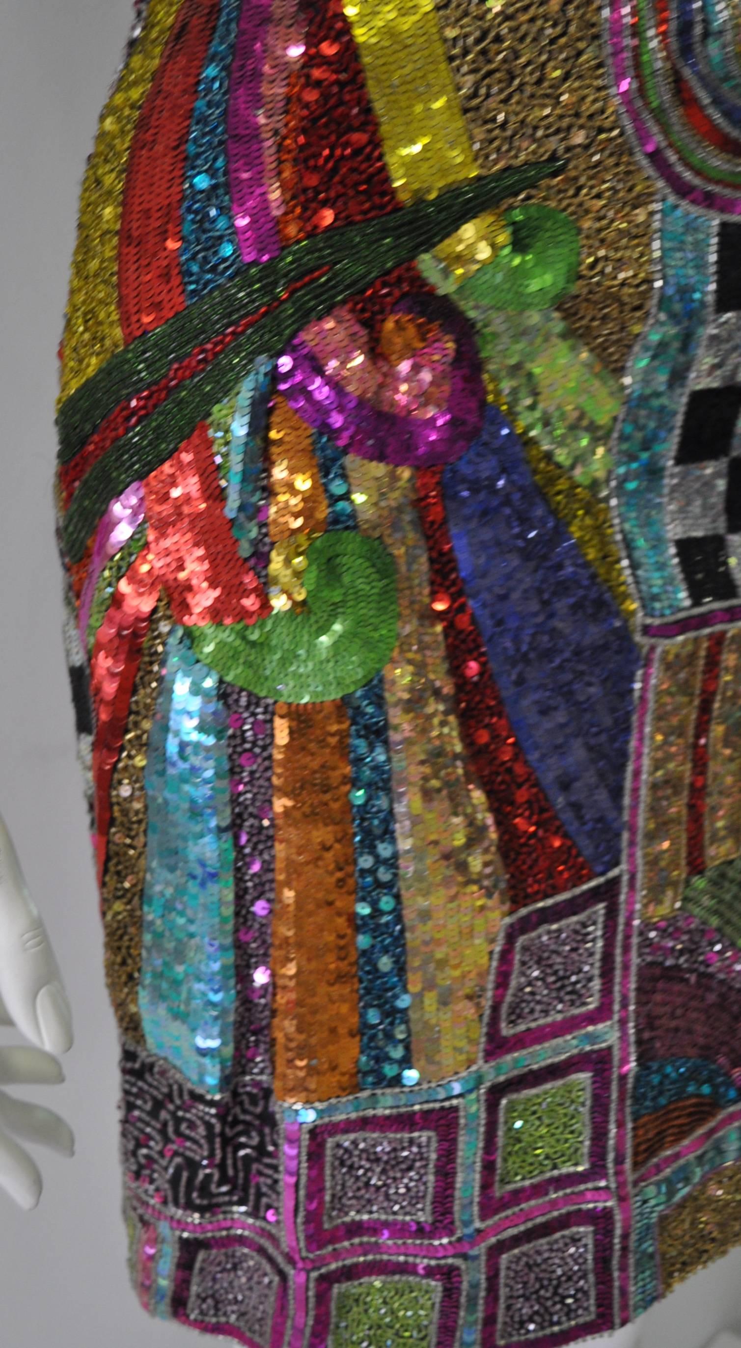 Women's Amazing Ella Singh Colorful Sequined Silk Skirt For Sale