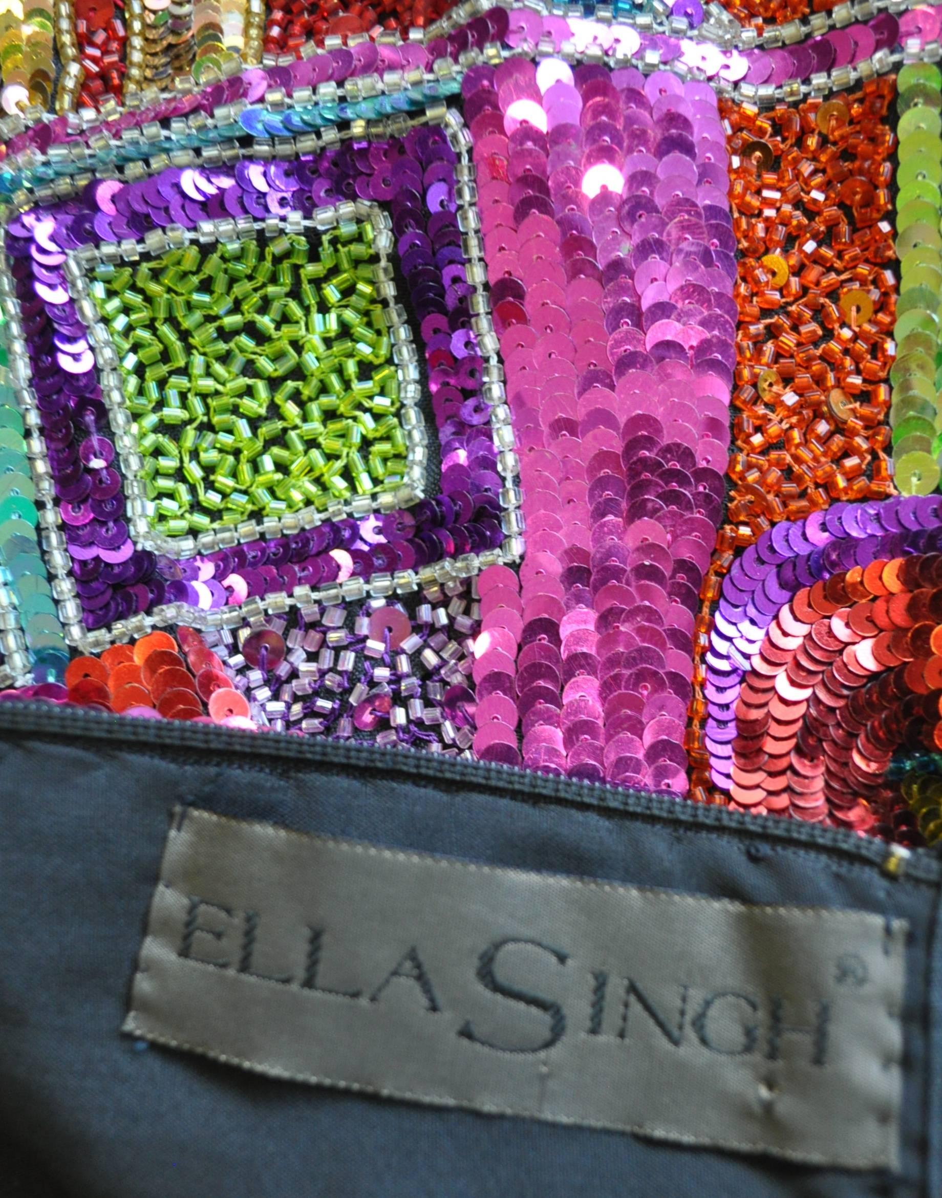 Amazing Ella Singh Colorful Sequined Silk Skirt For Sale 3