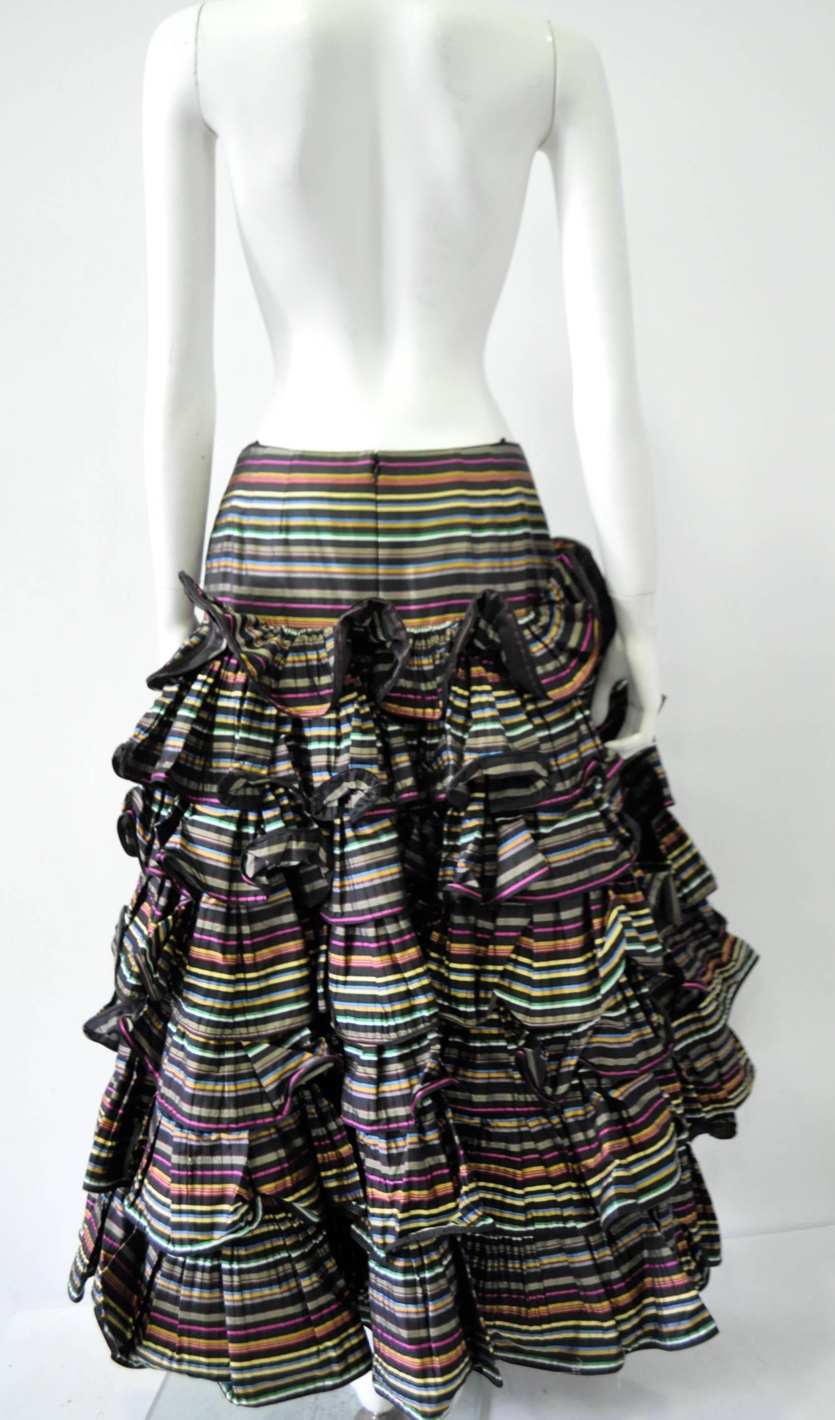 Important Museum Quality Oscar de la Renta Ruffle Tiered Boho Gypsy Skirt 1